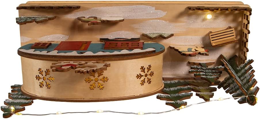 Kurt Adler Indoor Battery-Operated LED Lighted Tabletop Decoration, Wooden Camper, 7.5"
