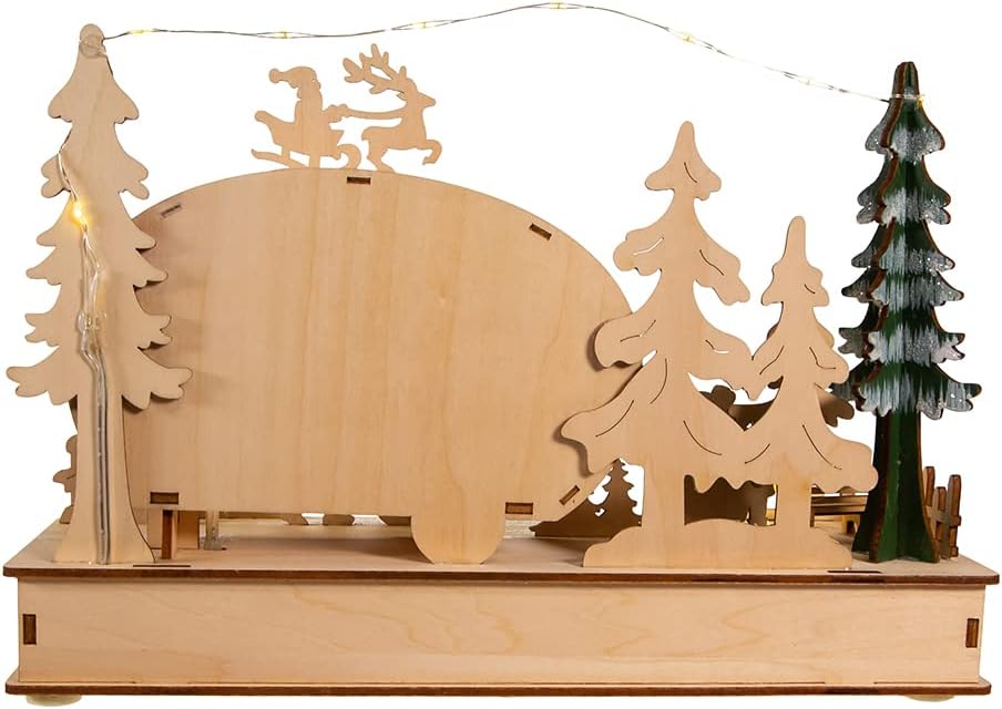 Kurt Adler Indoor Battery-Operated LED Lighted Tabletop Decoration, Wooden Camper, 7.5"