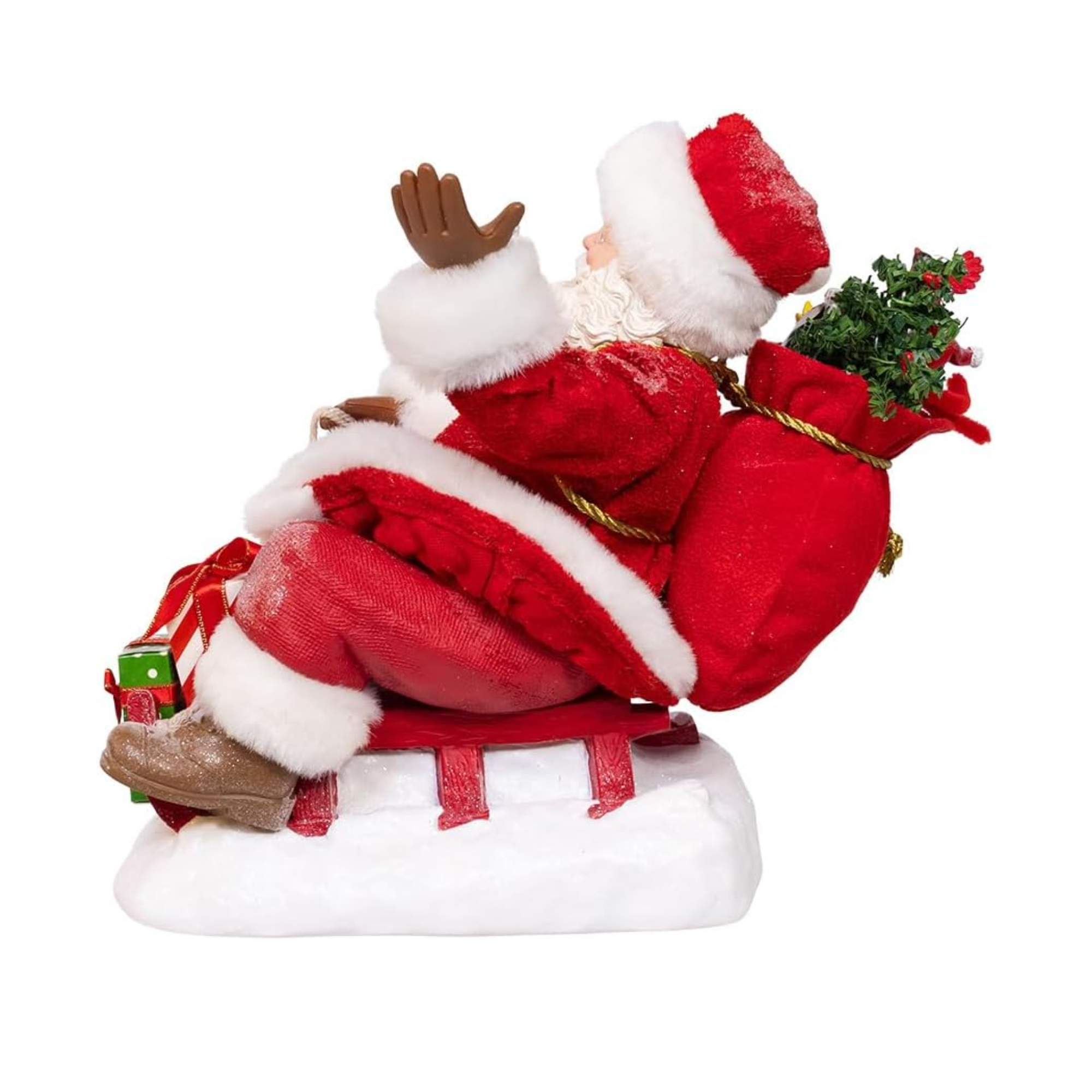 Kurt Adler Fabriche Christmas Figurine, Santa with Sled, 10in