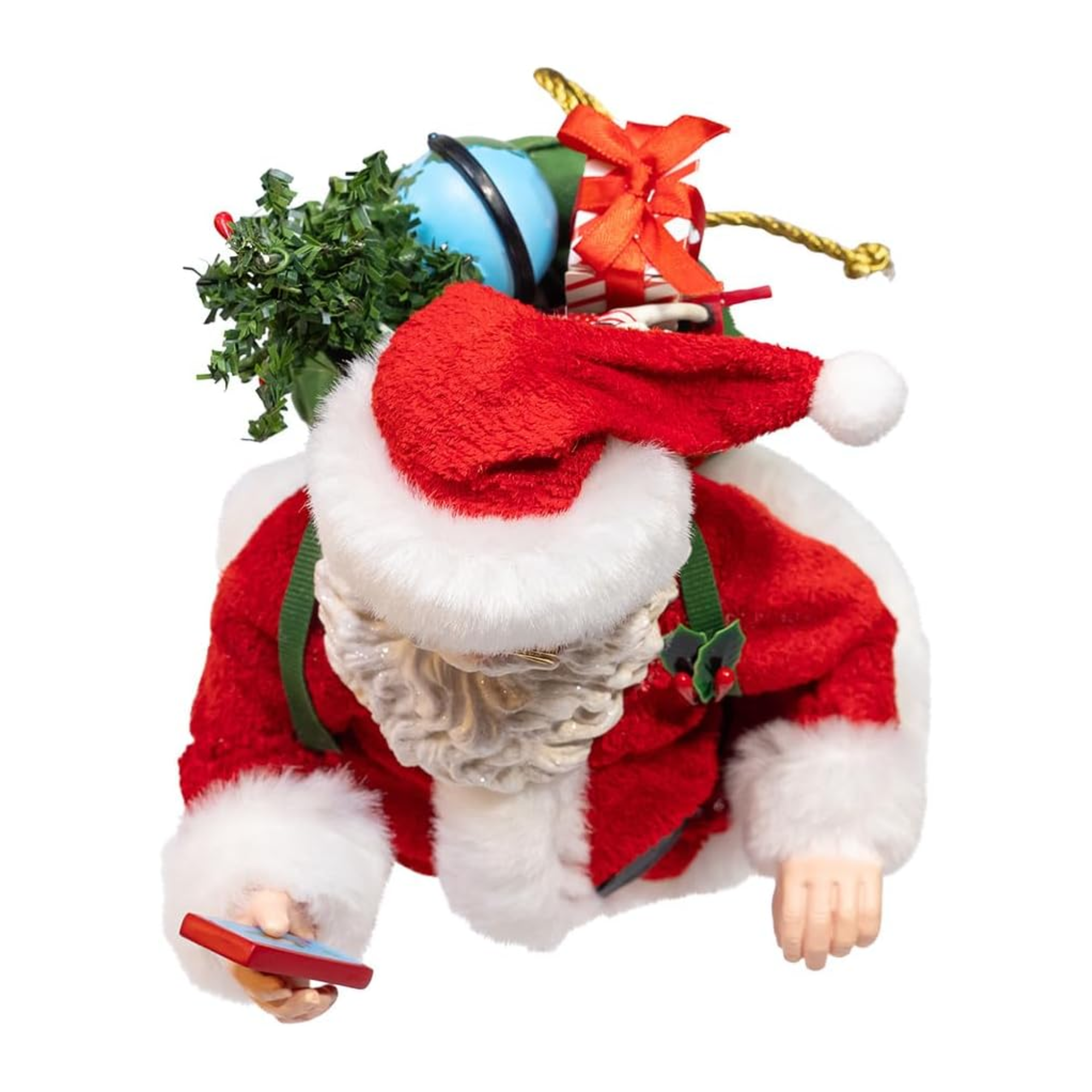 Kurt Adler Fabriche Christmas Figurines, Santa with Red Luggage, 10.5in (Set of 2)