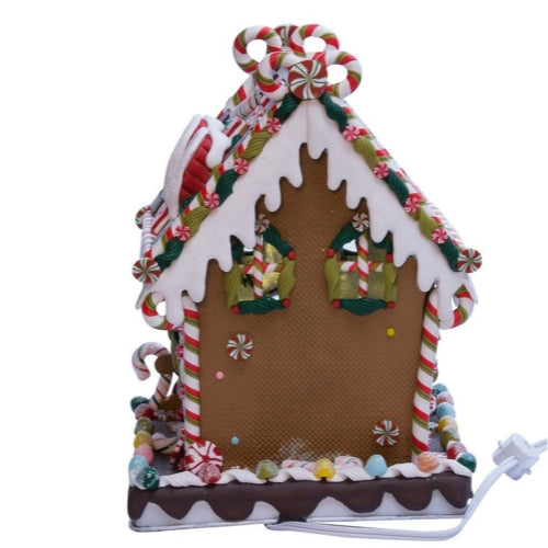 Kurt Adler Lighted Claydough Tabletop Holiday Décor, Gingerbread Candy House, 8.5"