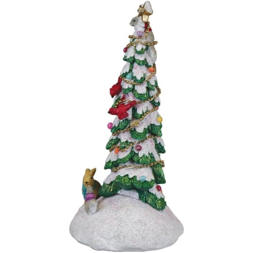 Old World Christmas Lighted Resin Holiday Tabletop Figurine with Timer, Critter Tree, 7.5"