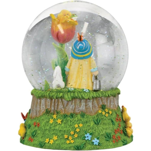 Old World Christmas Musical Tabletop Gnome Snow Globe, Spring Garden, 6.25"