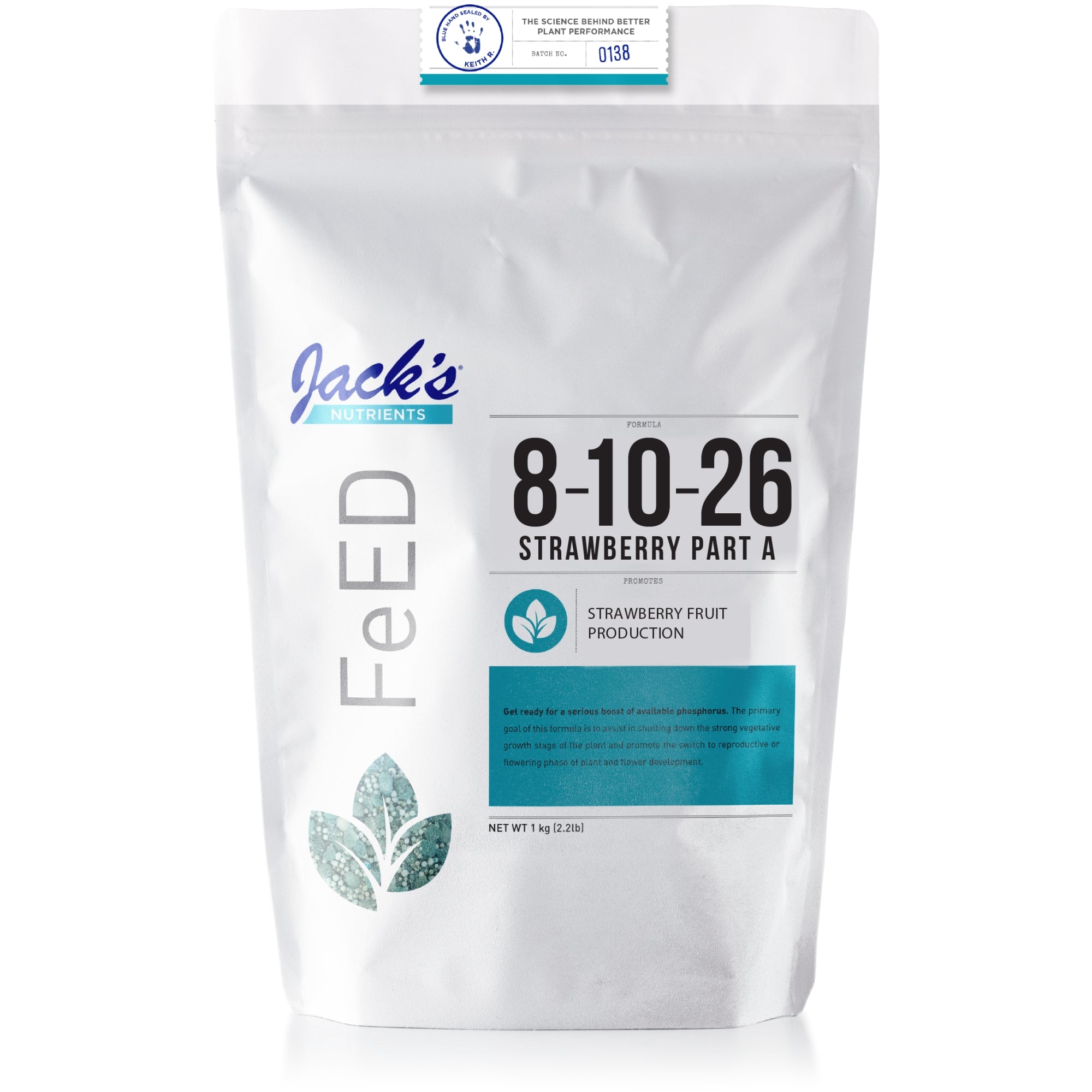 Jack's Nutrients 8-10-26 Strawberry Part A Water-Soluble Fertilizer for Strawberry Fruit Production in Continuous Liquid Feed Program, 2.2lbs