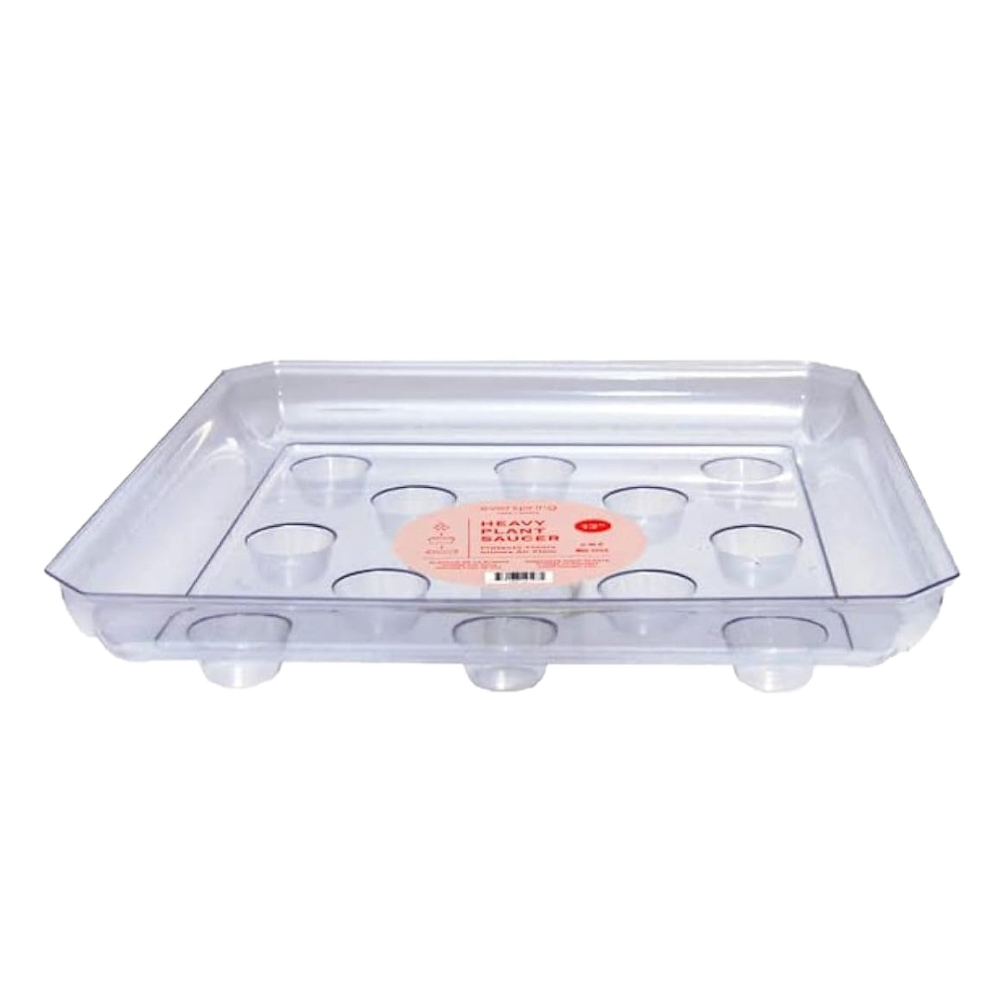 Curtis Wagner Plastics Heavy Duty Clear Carpet Saver Square Plant Saucer, 12in