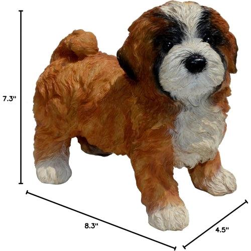 Michael Carr Designs Puppy Love Collection, Outdoor Resin Statue Figurine — Lhasa Apso, 7.3" H