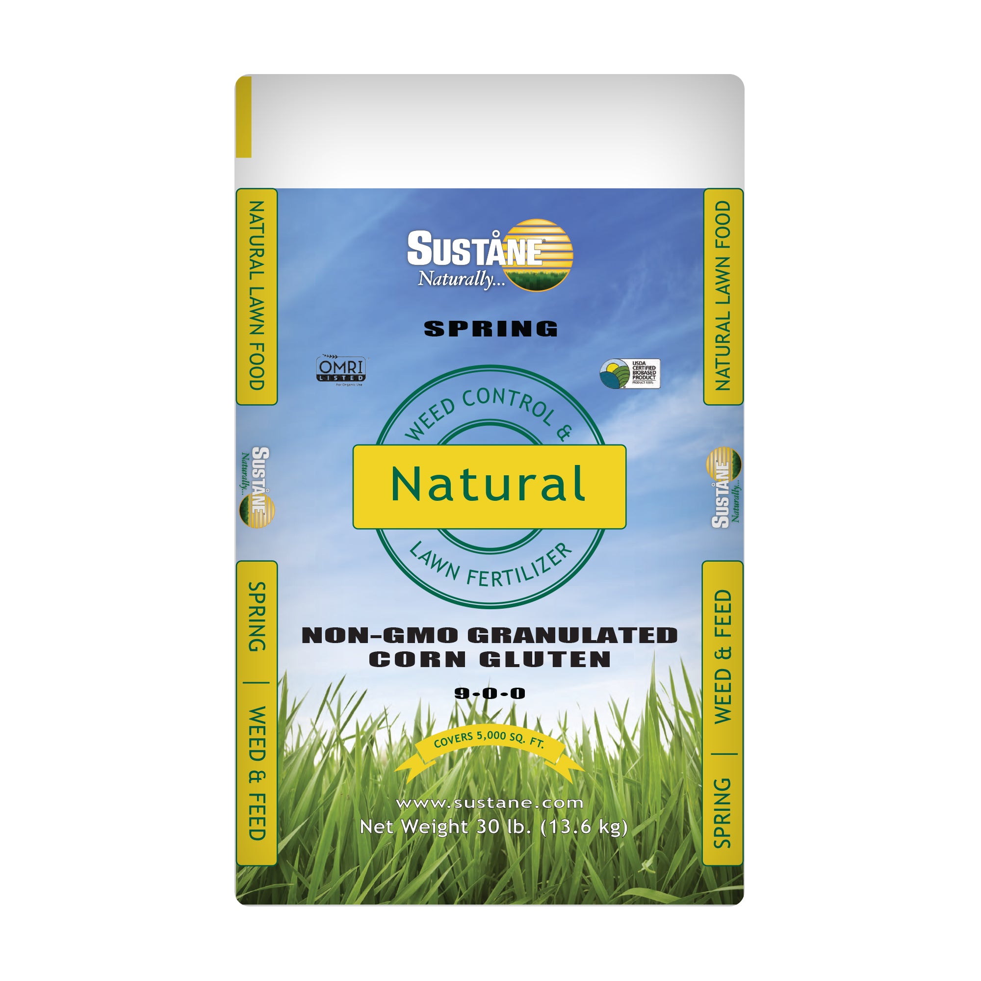 Sustane 9-0-0 Natural and Organic Weed and Feed Lawn Fertilizer 30lbs