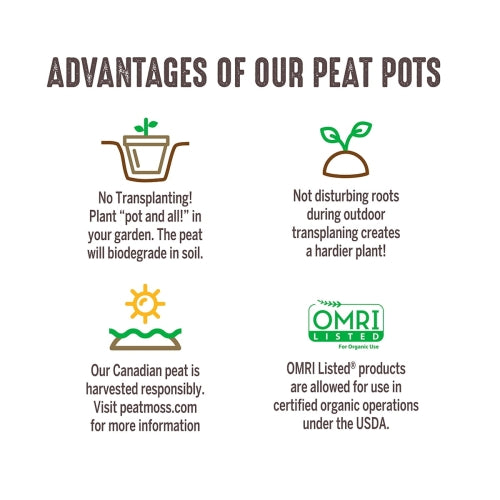 Jiffy 5″ Round Biodegradable Peat Seed Starter Pots — OMRI-Listed (Pack of 6)