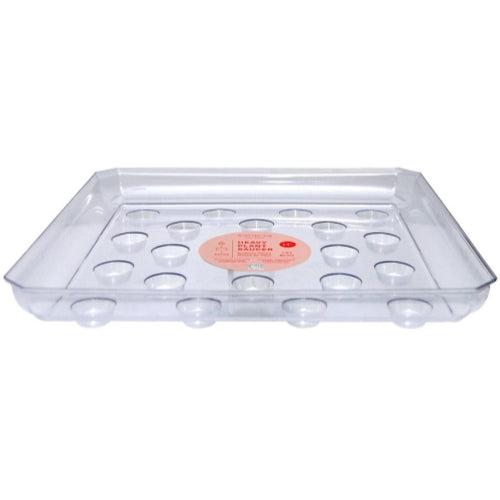 Curtis Wagner Plastics Designer Series Heavy Gauge Saucer, Footed Square, Clear — 14"