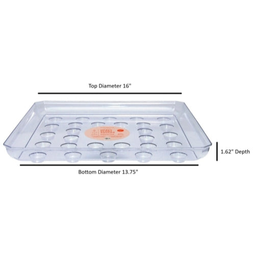 Curtis Wagner Plastics Designer Series Heavy Gauge Saucer, Footed Square, Clear — 16"