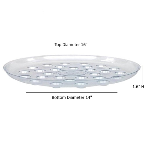 Curtis Wagner Plastics Clear Designer Series Heavy Plant Saucers, Footed — 16”