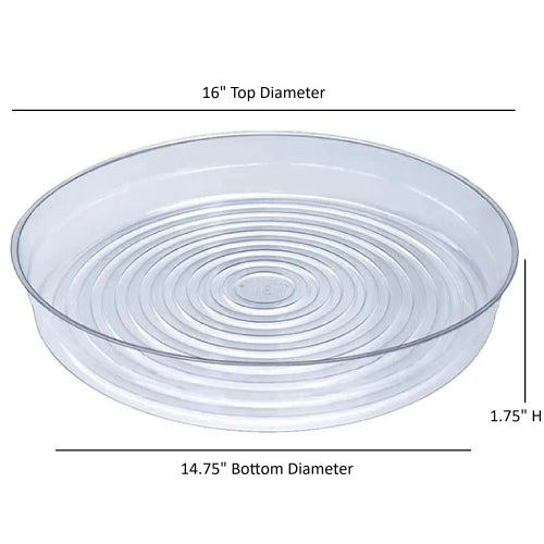 Curtis Wagner Plastics Vinyl Plant Saucer — Air-Flow Bottom Design, Clear — 16"