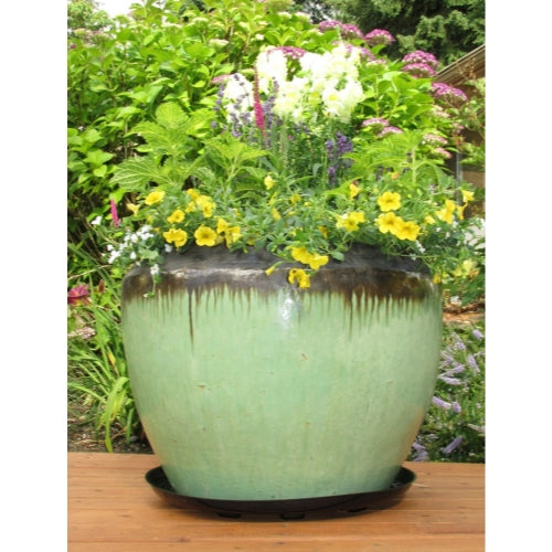 Bosmere Down Under Planter Saucers — Airflow, Prevent Stains, Locking Caddy Option, Black, 21”