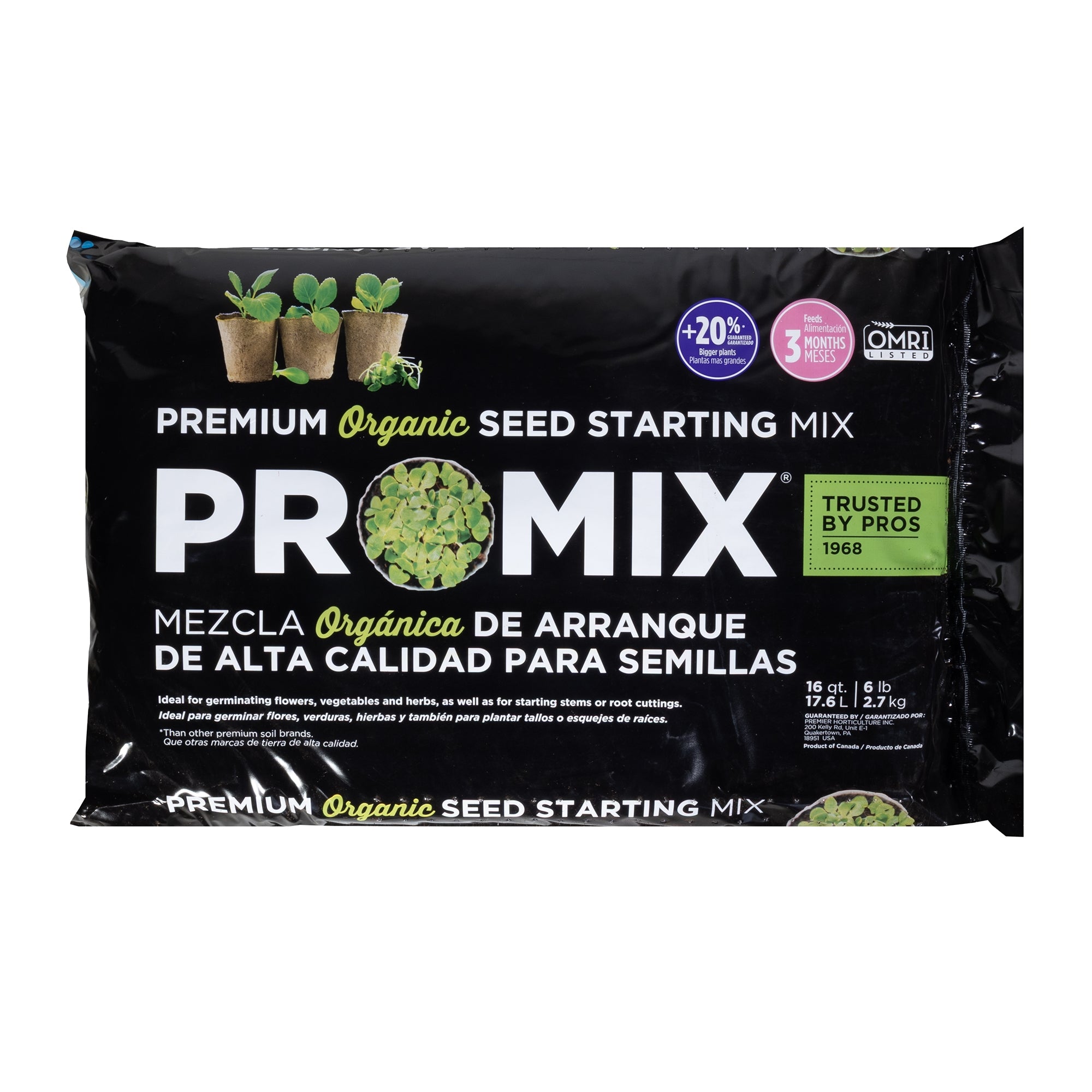 Premier Horticulture PRO-MIX Organic Seed Starting Mix with MYCOACTIVE, 16qt
