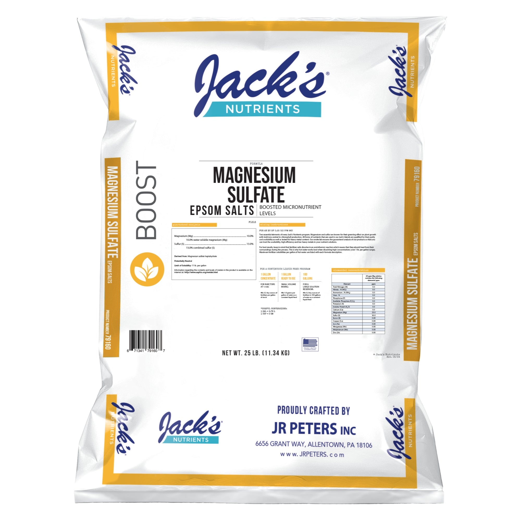 Jack’s Nutrients Magnesium Sulfate Epsom Salts Water-Soluble Fertilizer