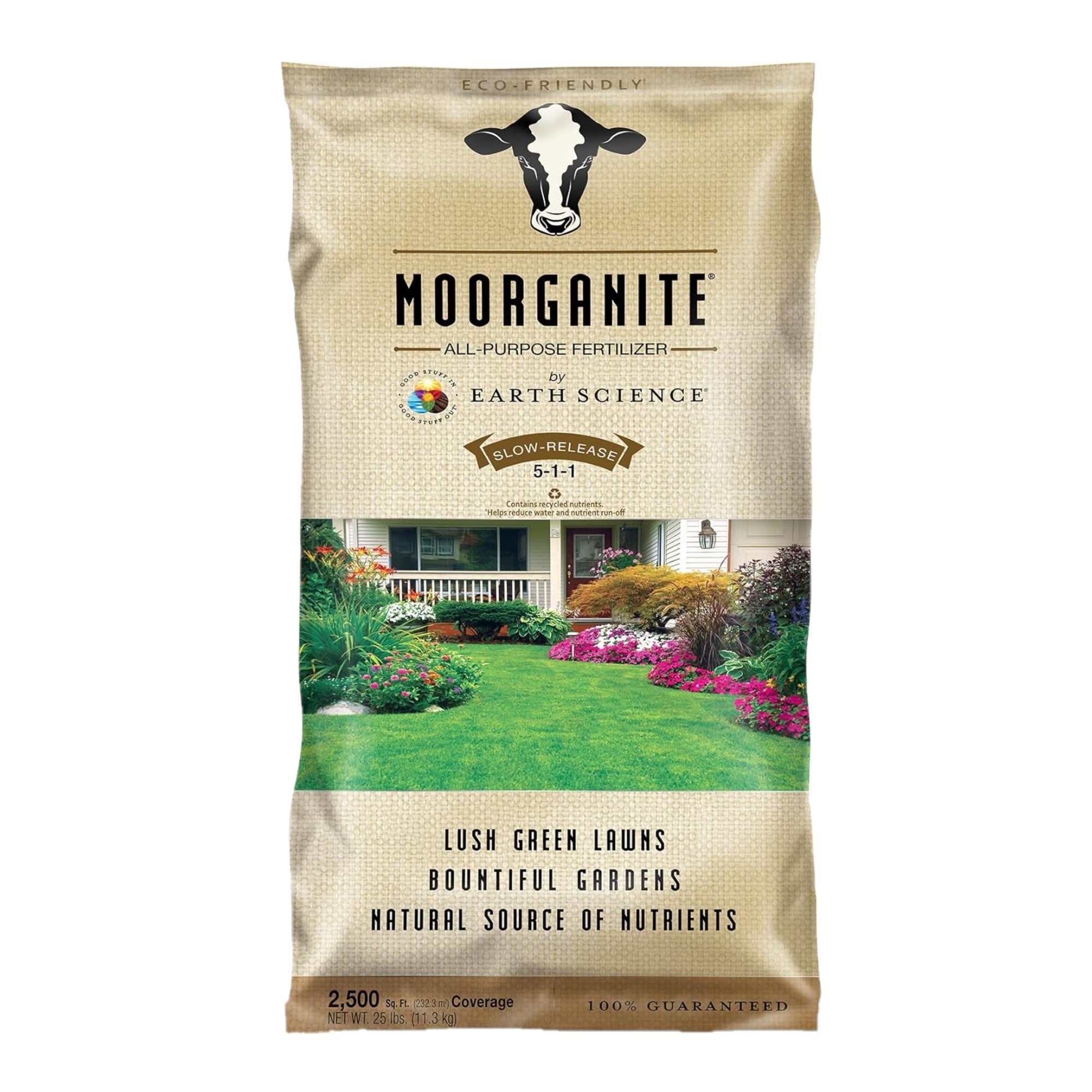 Earth Science Moorganite Lawn & Garden Fertilizer 5-1-1 Plant Food, 25lb Bag (Covers 2500 Square Feet)