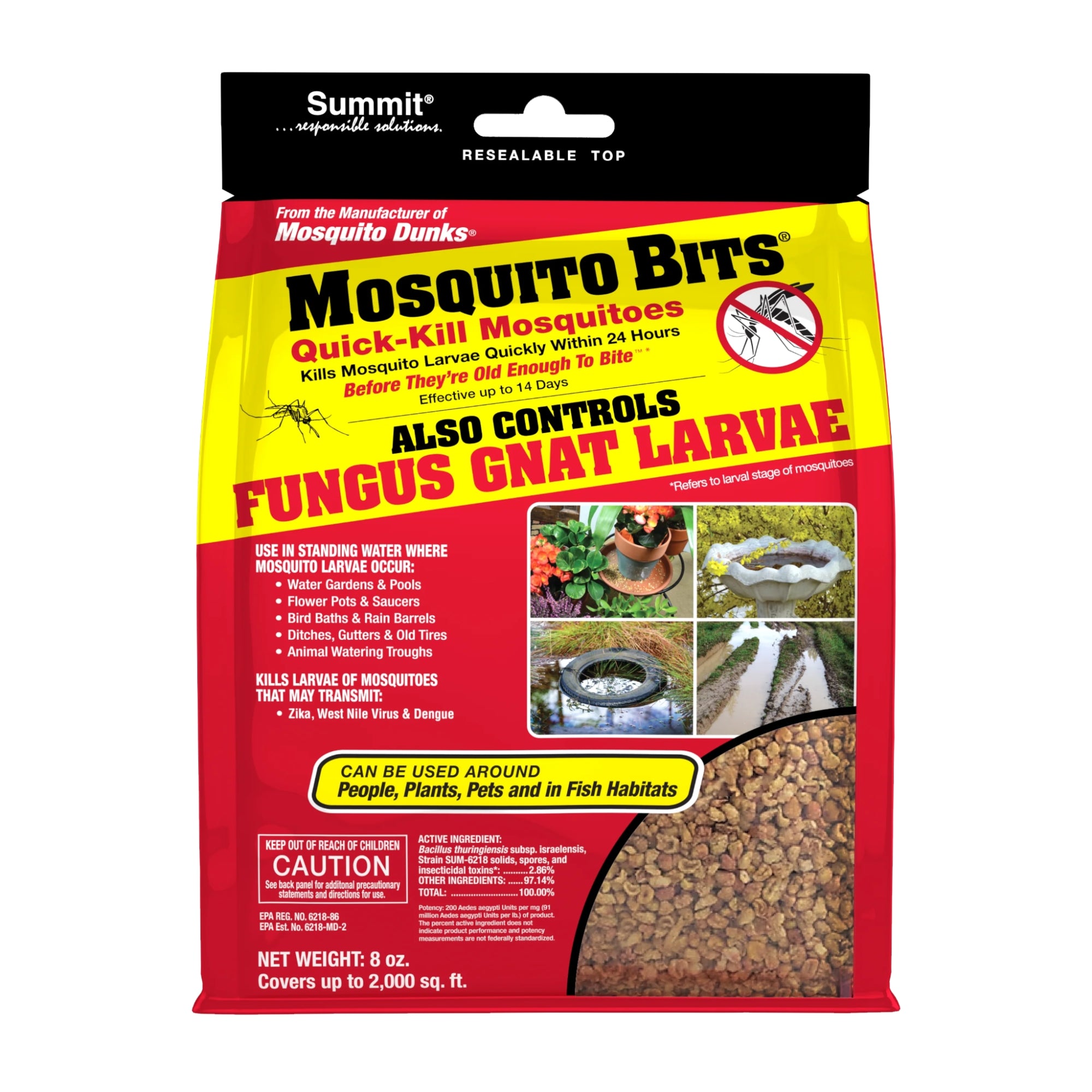 Summit Mosquito Bits Insecticide, 8oz – Controls Mosquitoes & Fungus Gnat Larvae