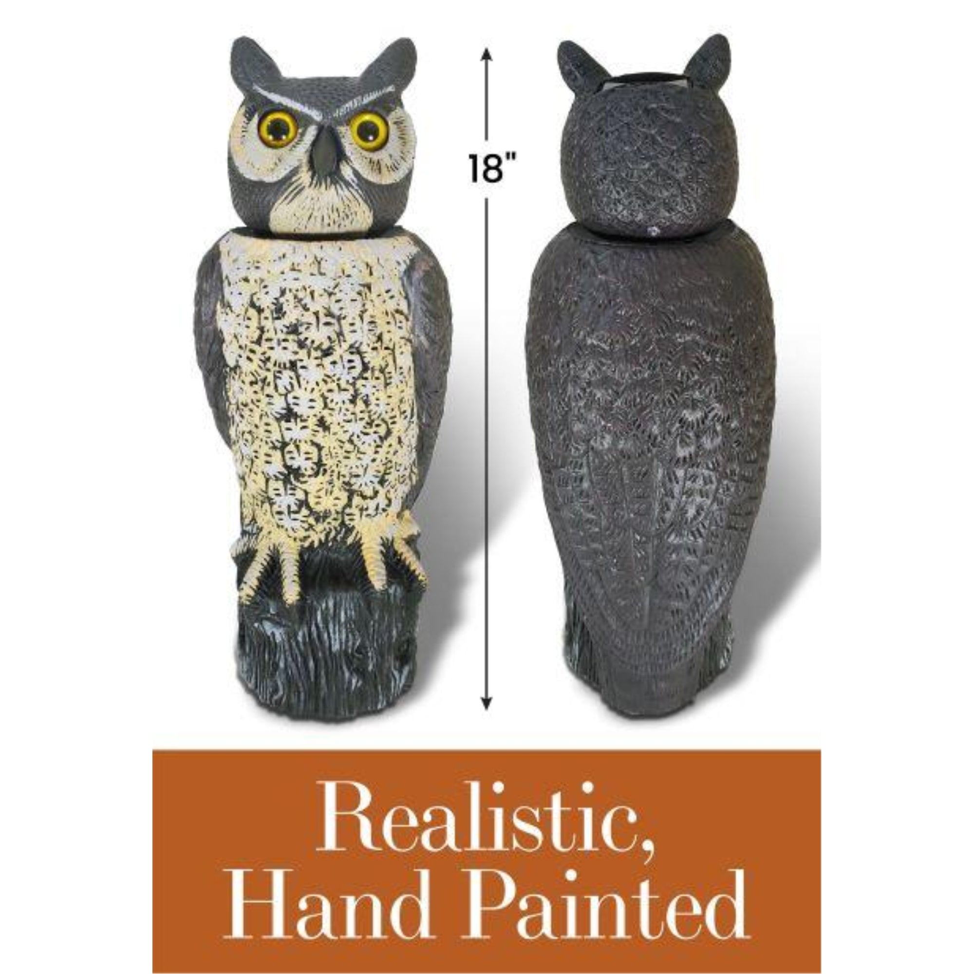 Dalen SOL-R Solar/Wind Powered Owl Decoy Pest Deterrent with Rotating Head, 18”