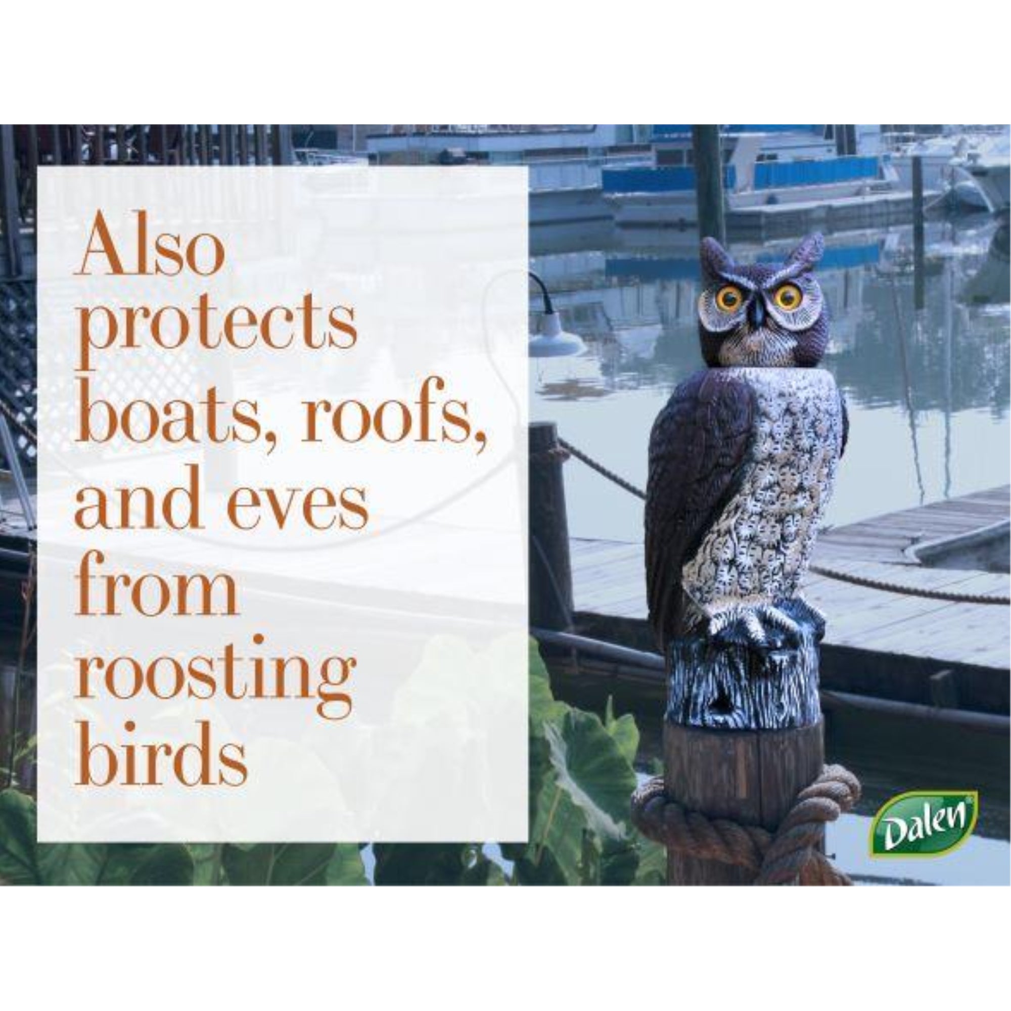 Dalen SOL-R Solar/Wind Powered Owl Decoy Pest Deterrent with Rotating Head, 18”