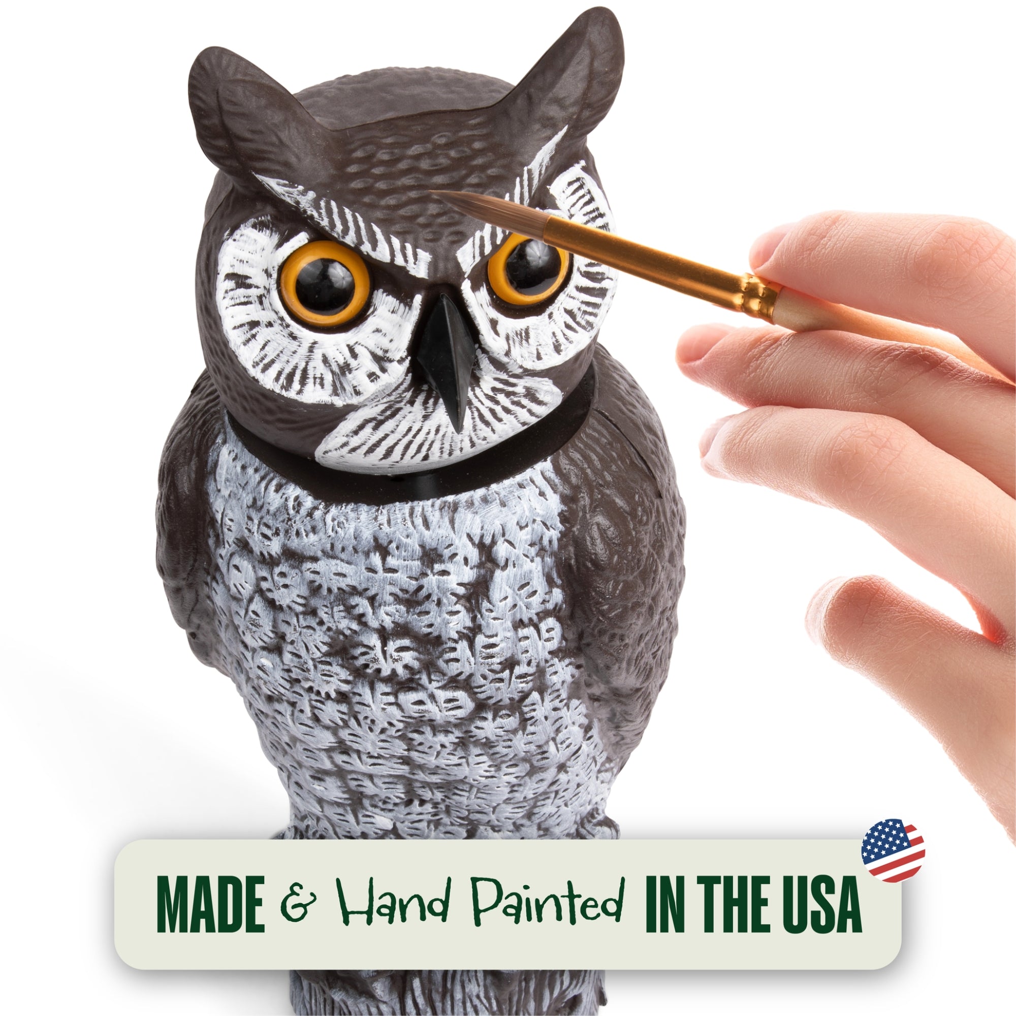 Dalen Owl Realistic Garden Decoy with 360° Rotating Head, 18"