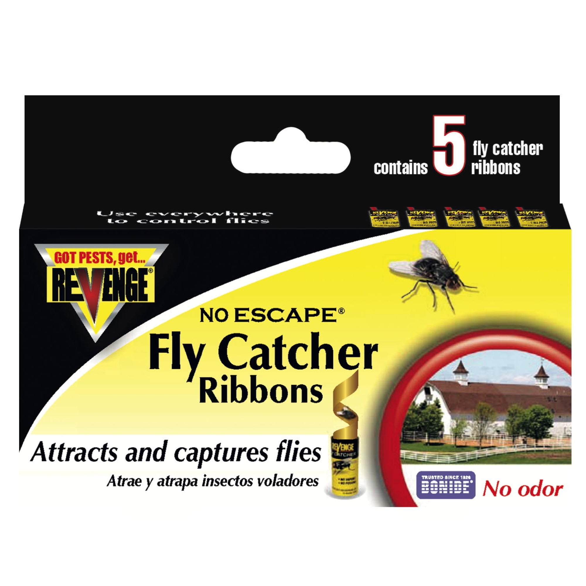Bonide Revenge No Escape Fly Catcher Ribbons, Box of 5 Hanging Traps