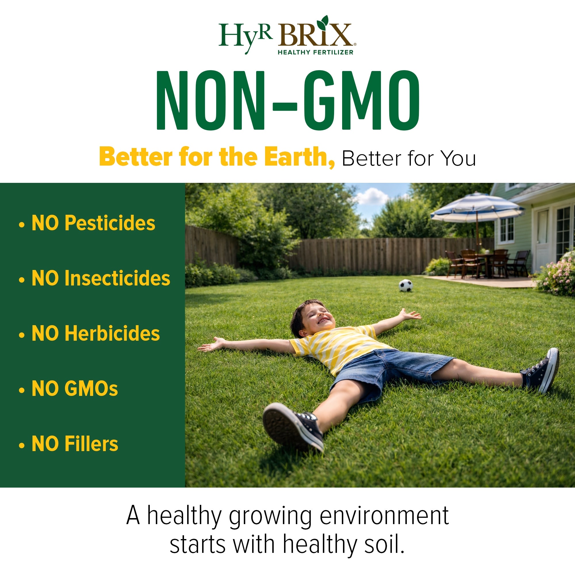 HyR BRIX Slow-Release 20-0-8 Phosphorus-Free Lawn Fertilizer Food, 45lb Bag (Covers 4,000 Sq Ft)