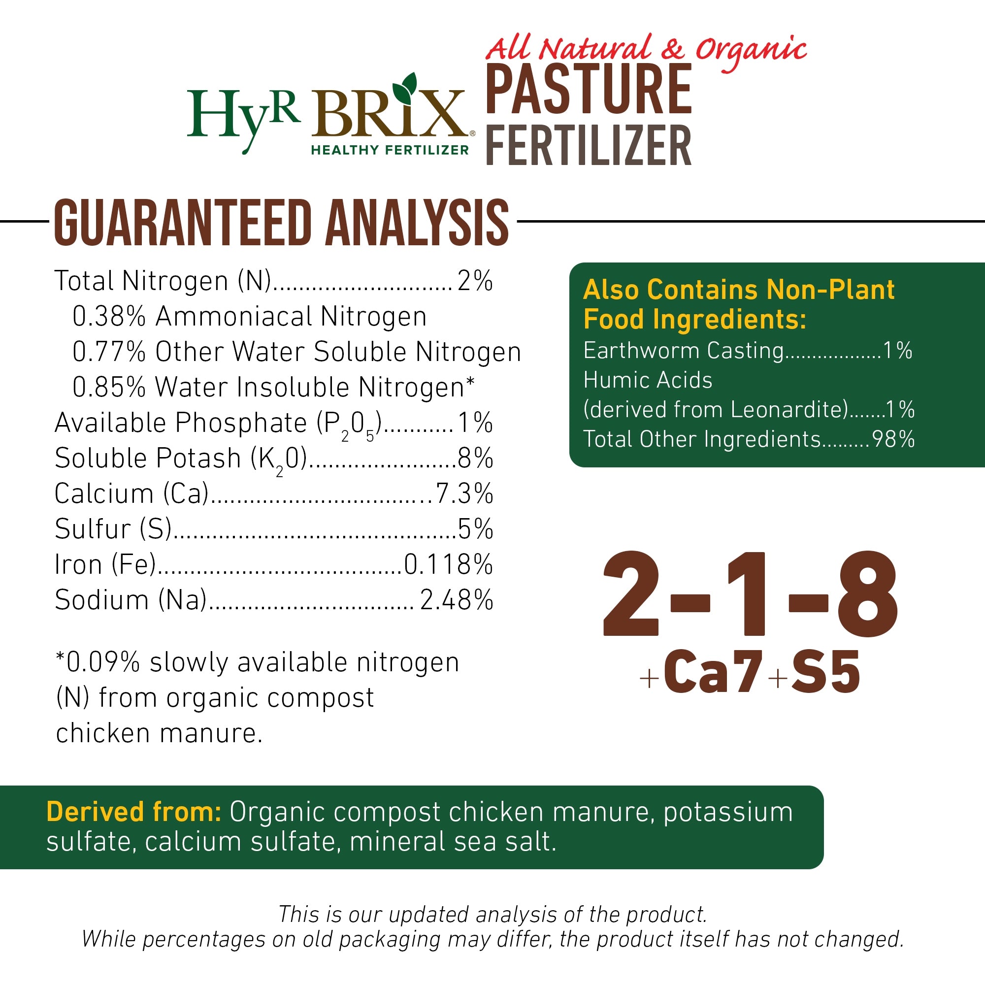 HyR BRIX All Natural & Organic 2-1-8 Pasture Fertilizer, 45lb Bag (Covers 4,000 Sq Ft)