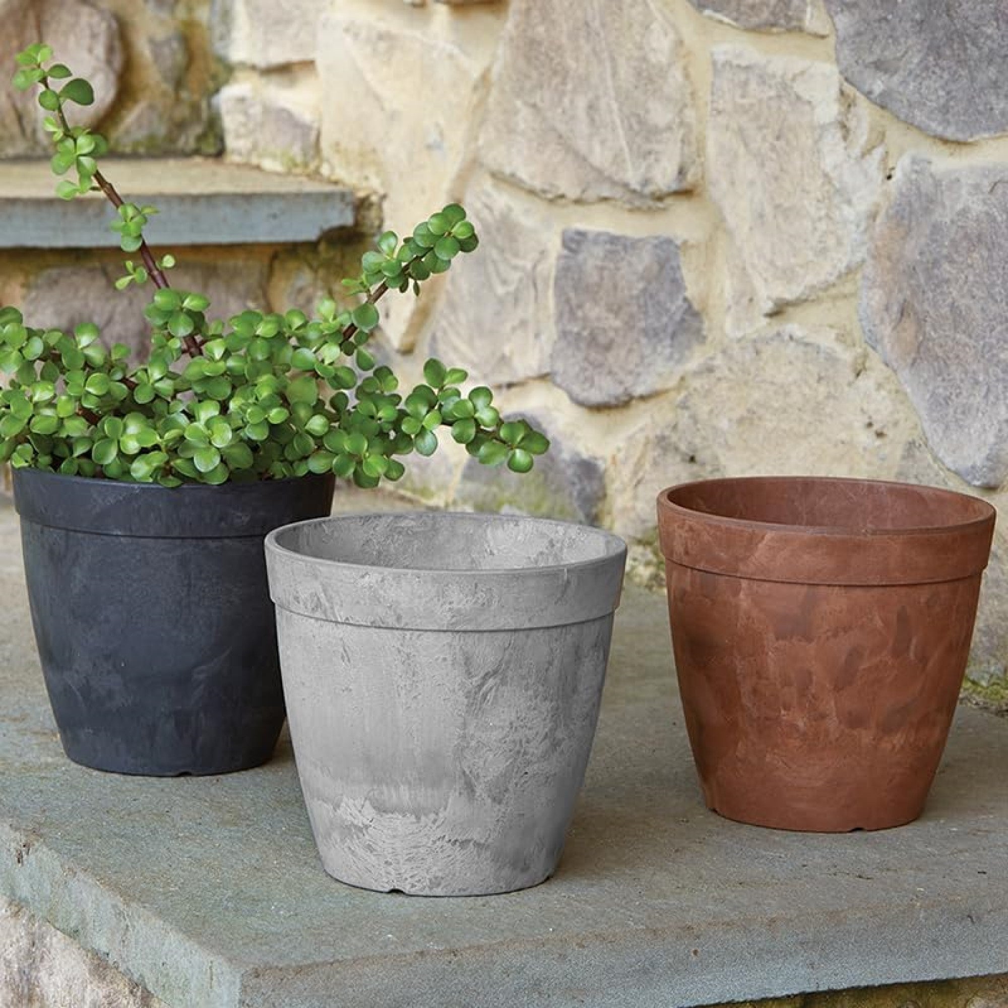 Novelty Artstone Dolce Round Plastic Resin Pot Planter, Rust, 8in
