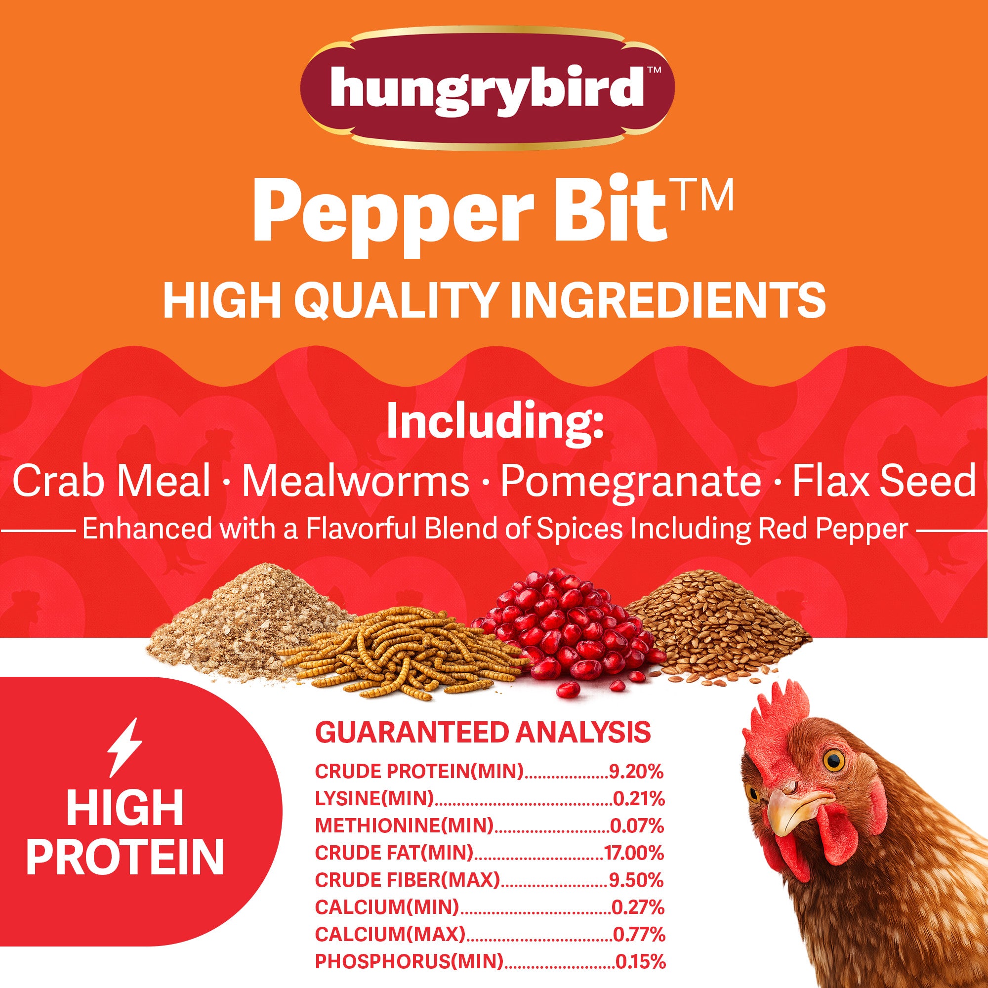 Hungrybird Red Pepper Bits, 1.75lbs – All-Natural Suet Poultry Treats