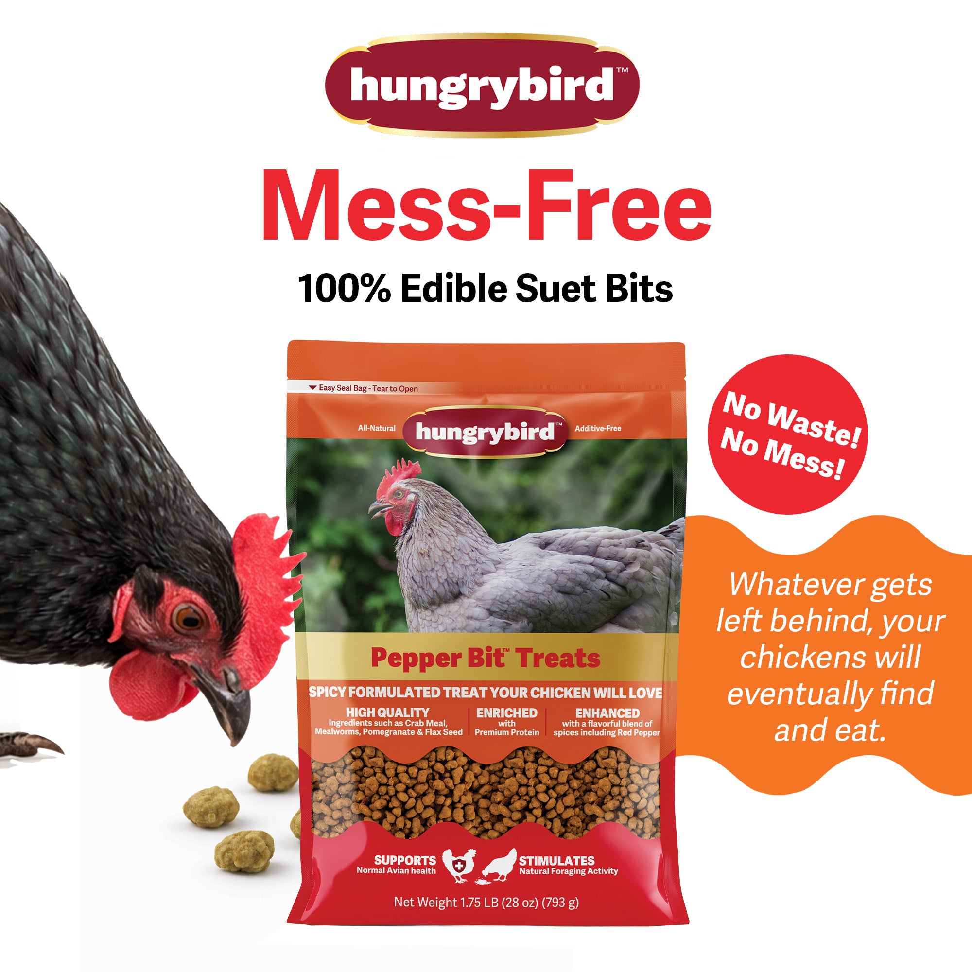 Hungrybird Red Pepper Bits, 1.75lbs – All-Natural Suet Poultry Treats