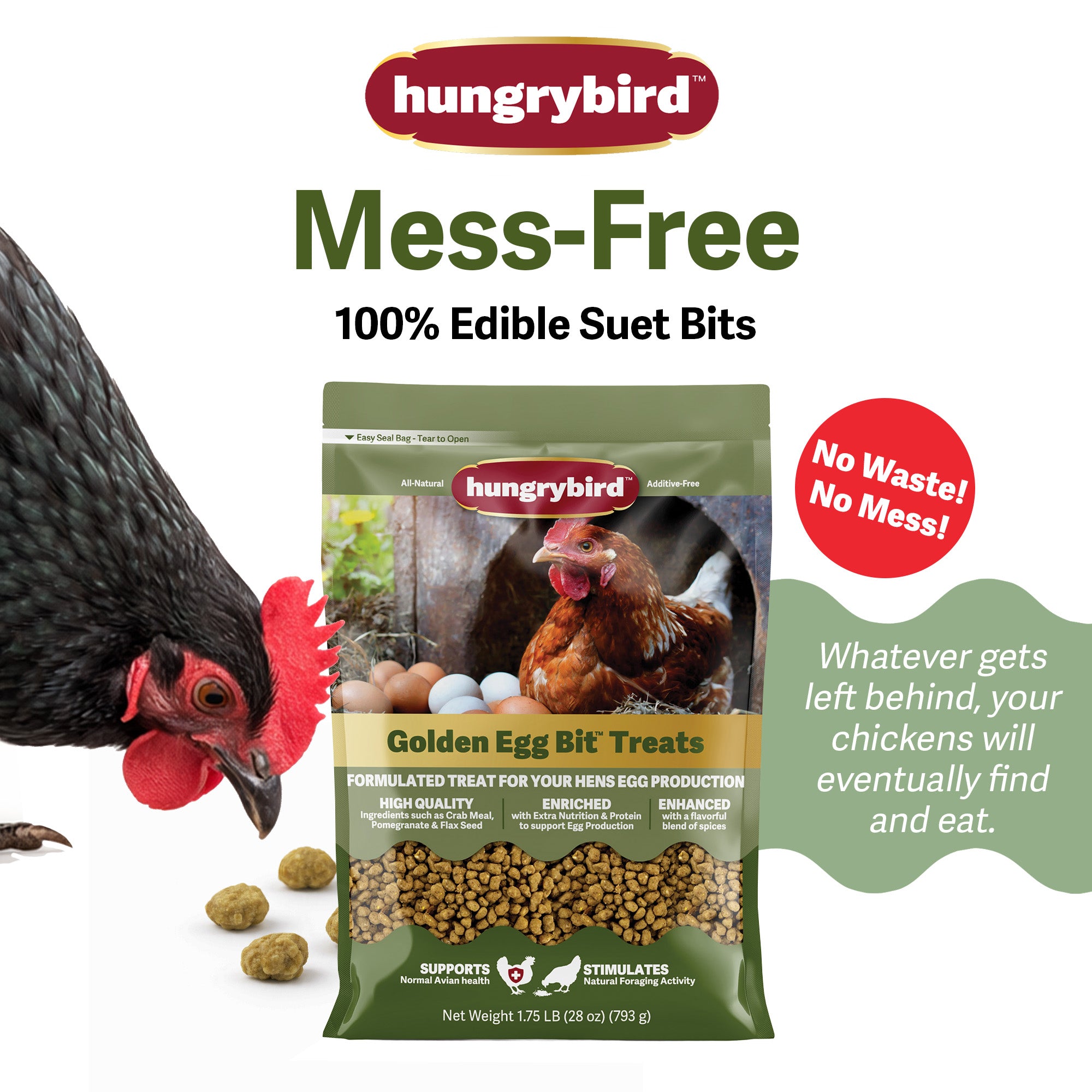 Hungrybird Golden Egg Bits, 1.75lbs – All-Natural Suet Poultry Treats