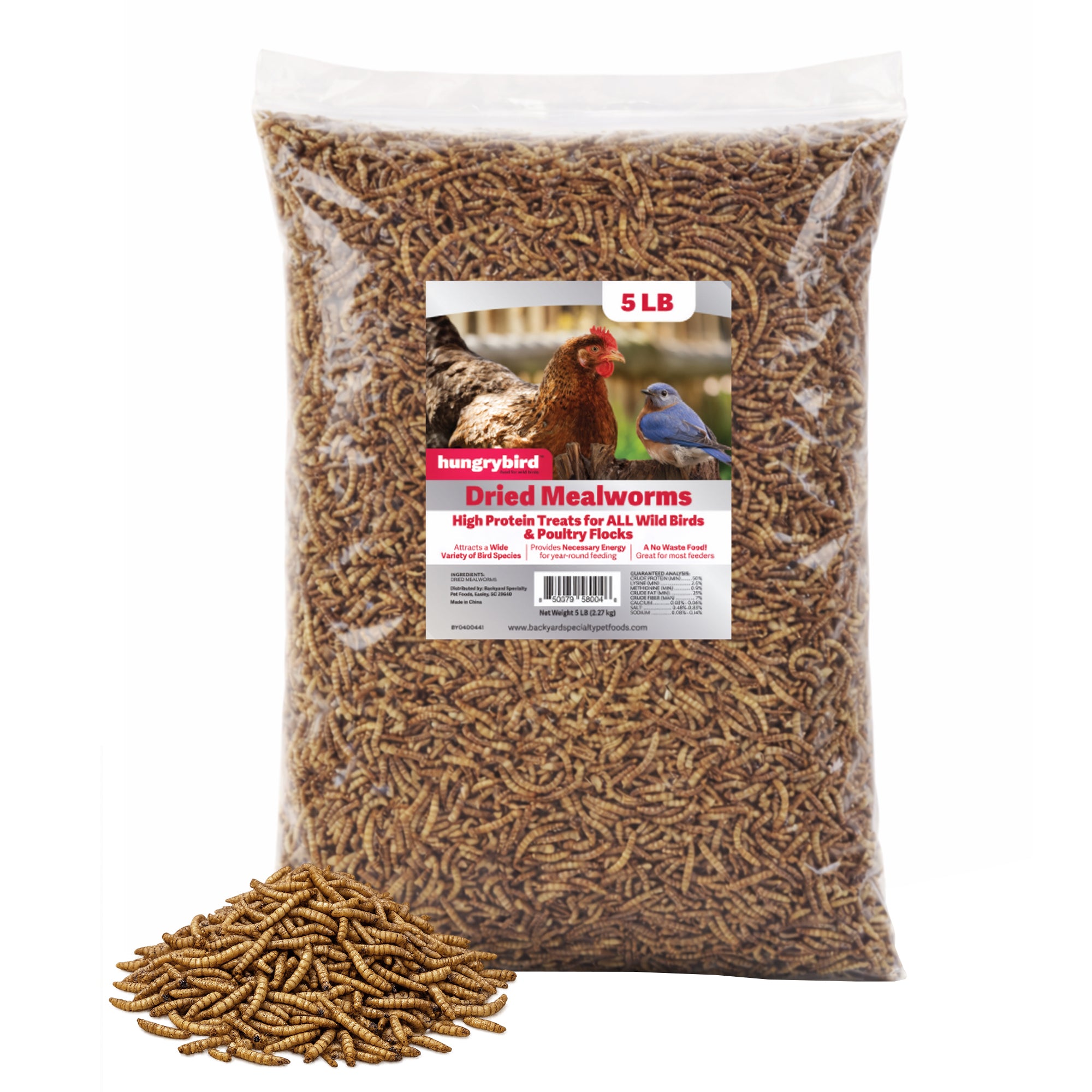 Hungrybird Dried Mealworms - High Protein Poultry Treats for Backyard Chickens