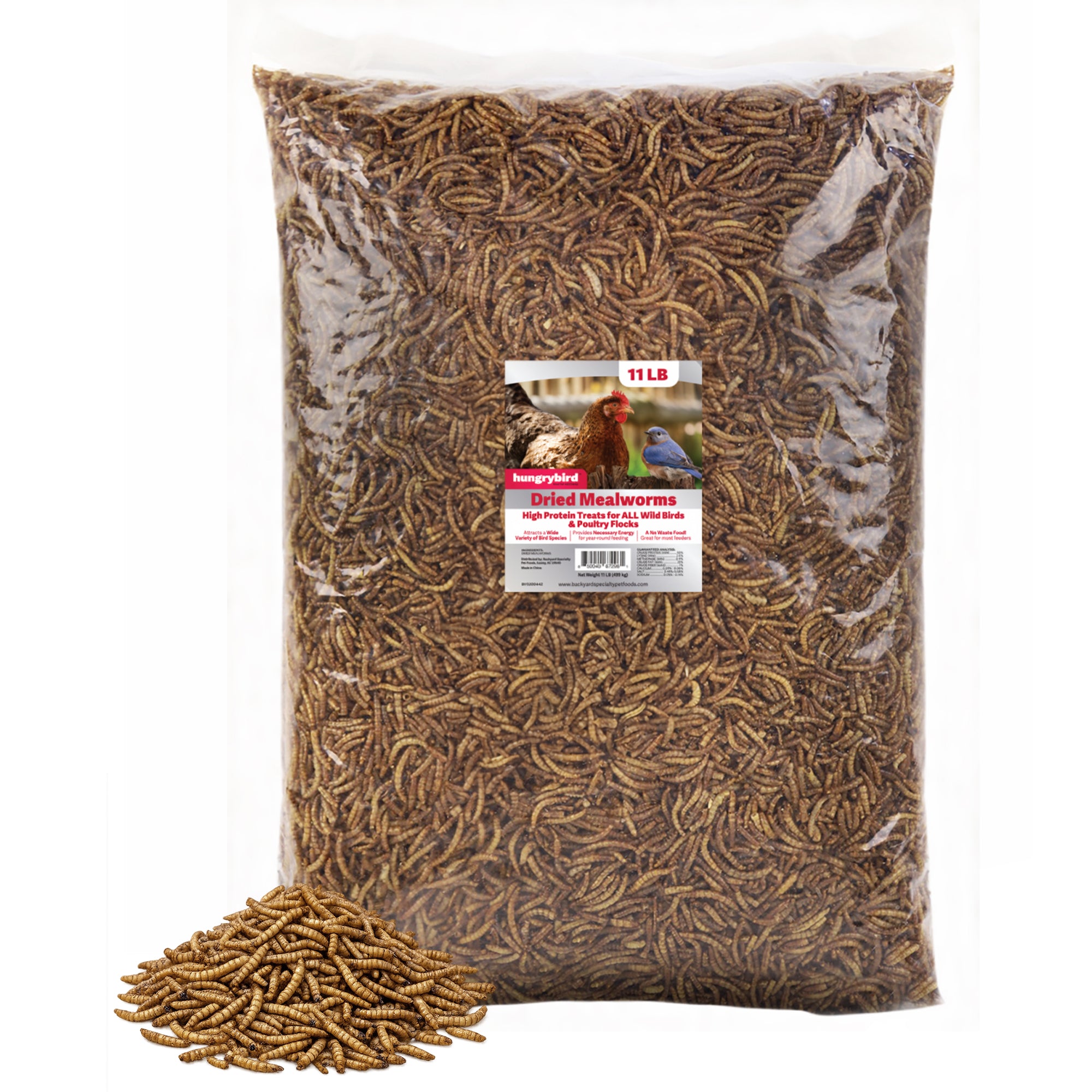 Hungrybird Dried Mealworms - High Protein Poultry Treats for Backyard Chickens