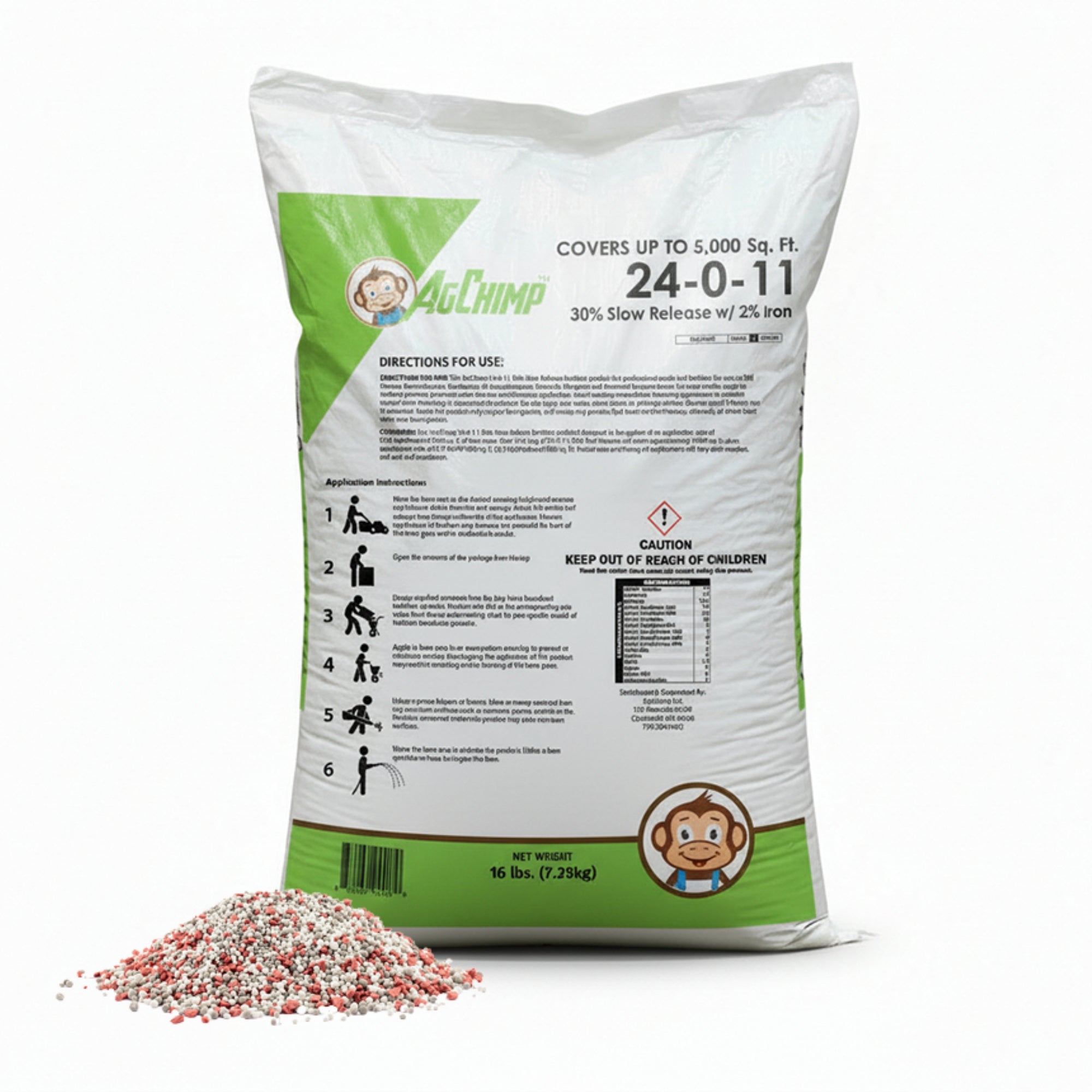 AgChimp 24-0-11 Professional Lawn Maintenance Fertilizer, 16lbs, 5,000 sq ft