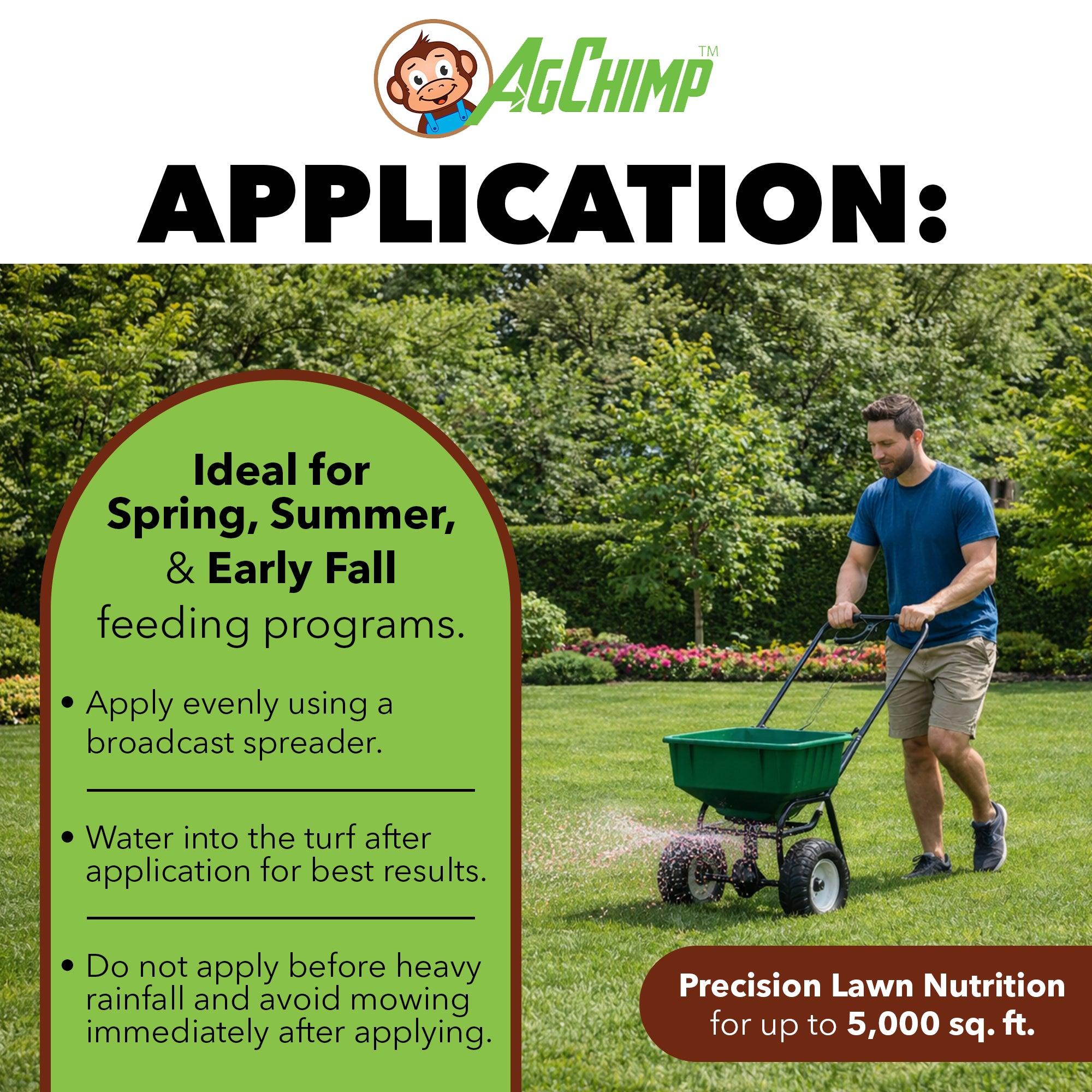 AgChimp 24-0-11 Professional Lawn Maintenance Fertilizer, 16lbs, 5,000 sq ft