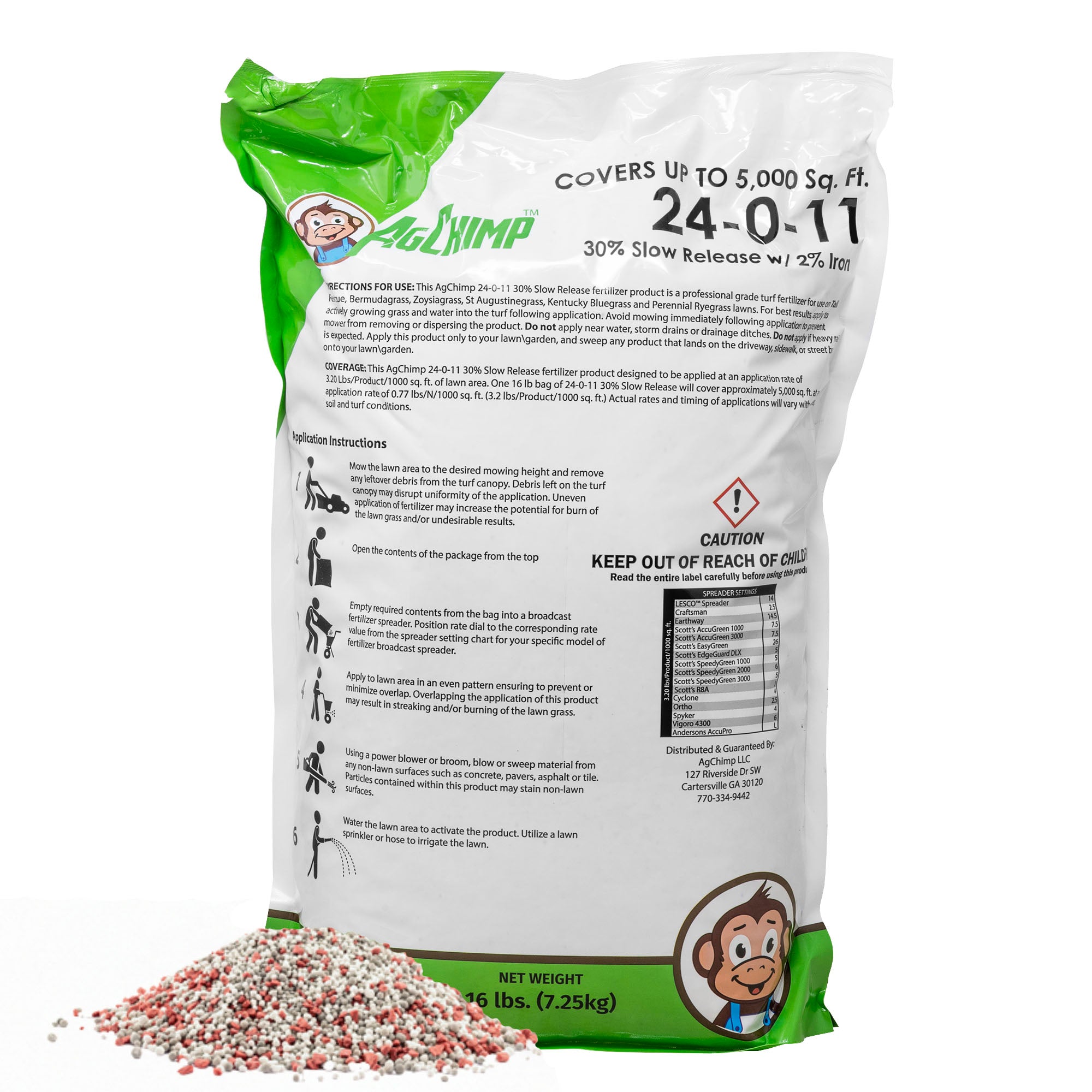 AgChimp 24-0-11 Professional Lawn Maintenance Fertilizer, 16lbs, 5,000 sq ft
