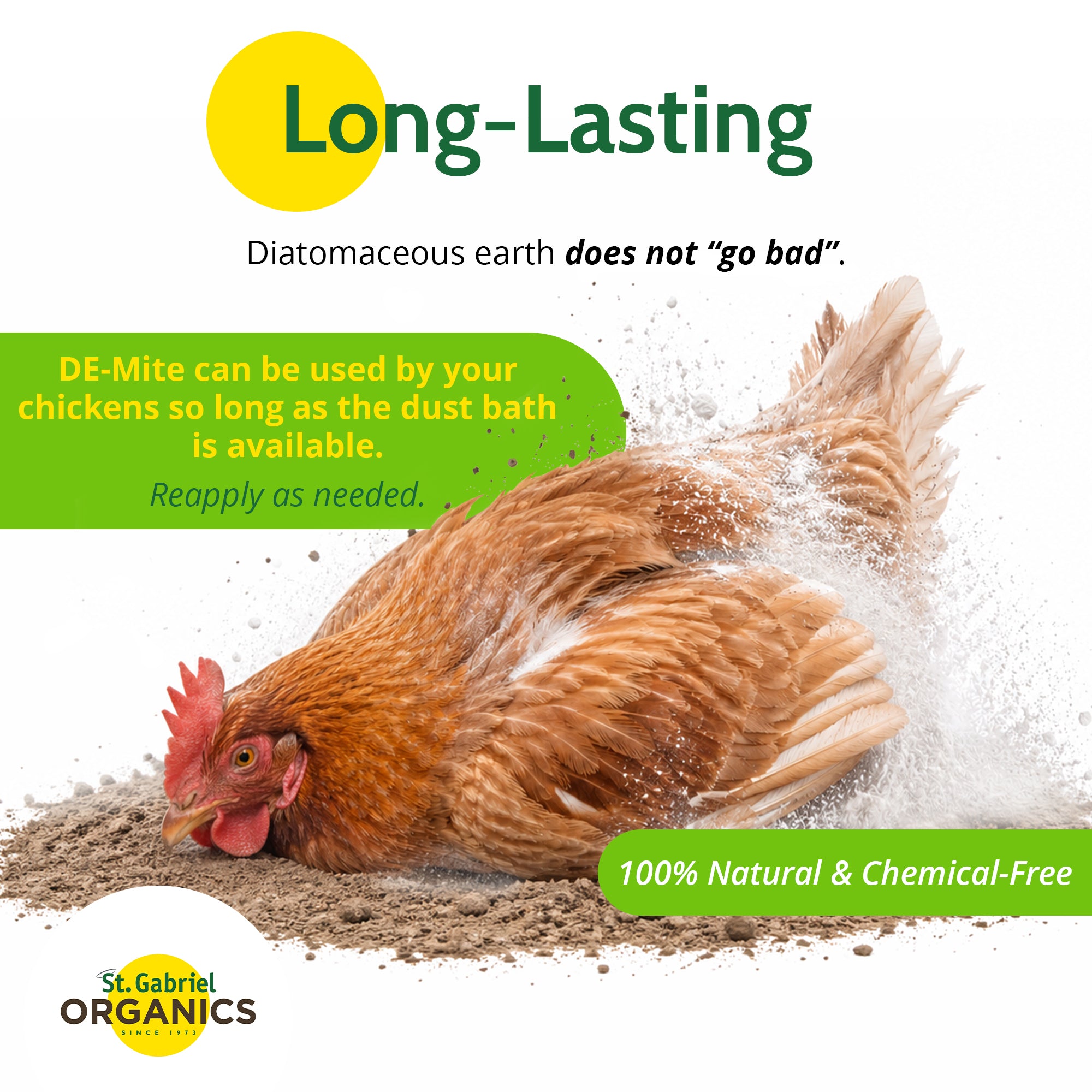 St. Gabriel Organics DE-Mite Chicken Dust Bath Diatomaceous Earth, 20oz
