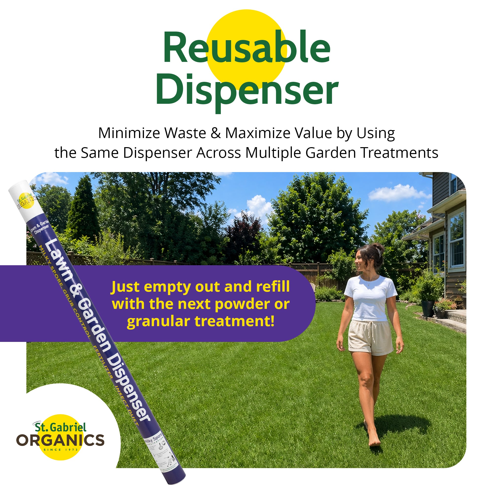 St. Gabriel Organic Lawn & Garden Dispenser for Applying Powdered Milky Spore