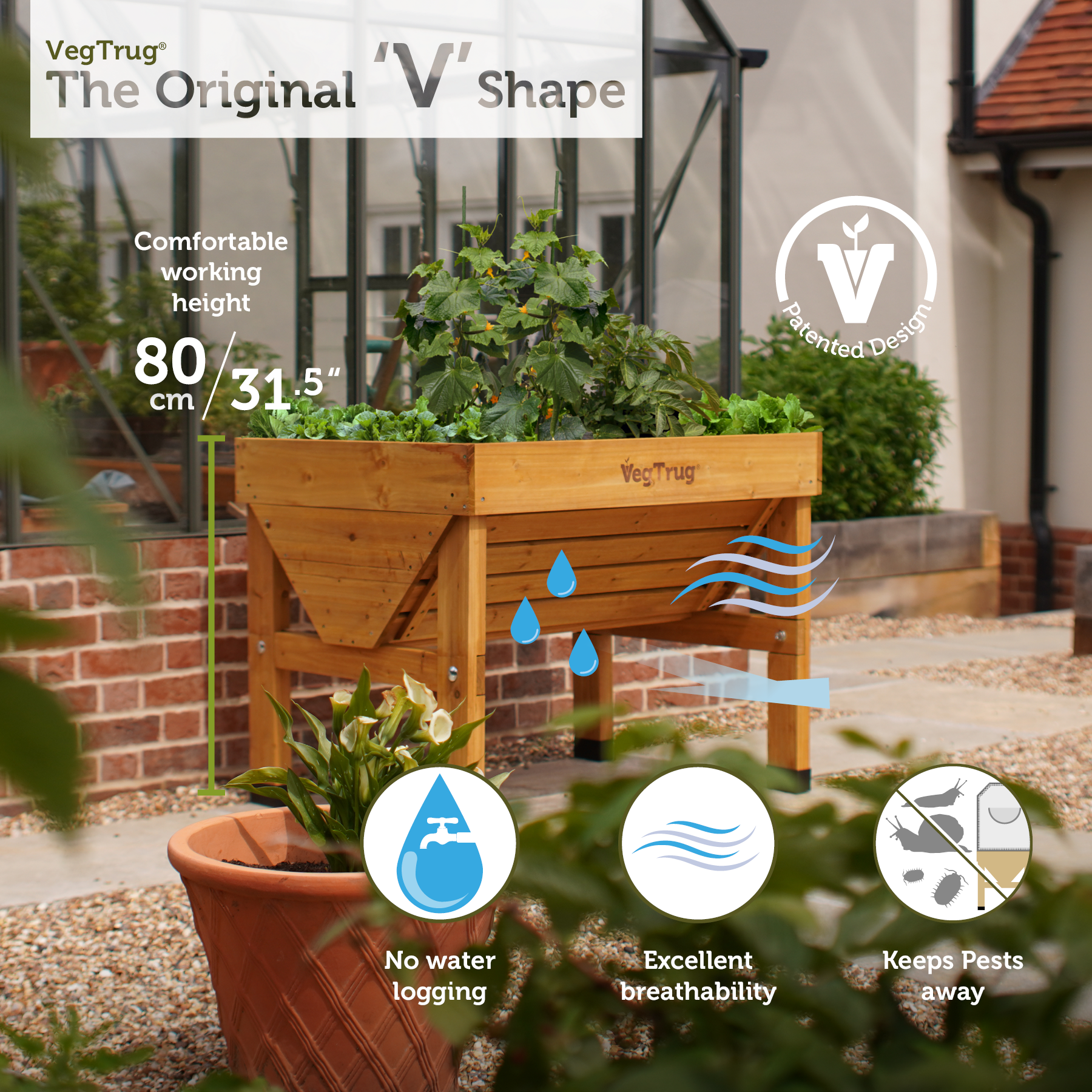 VegTrug Classic Raised Bed Cedar Wood Planter, Natural, Small 1m