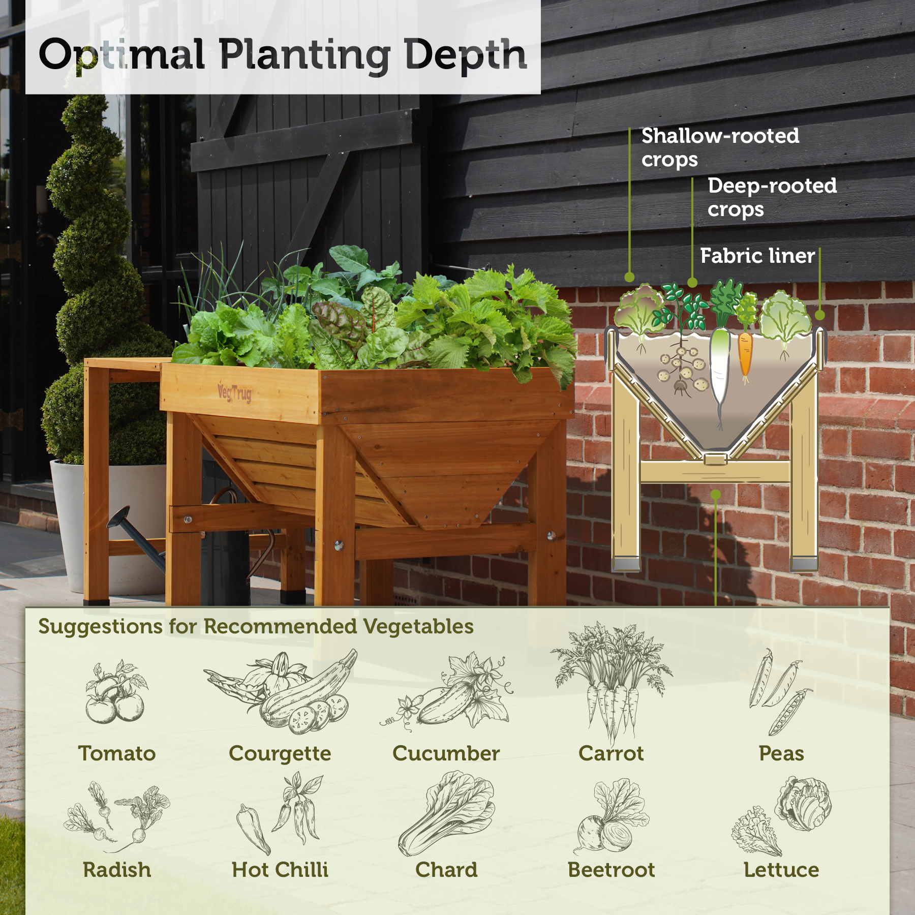 VegTrug Classic Raised Bed Cedar Wood Planter, Natural, Small 1m