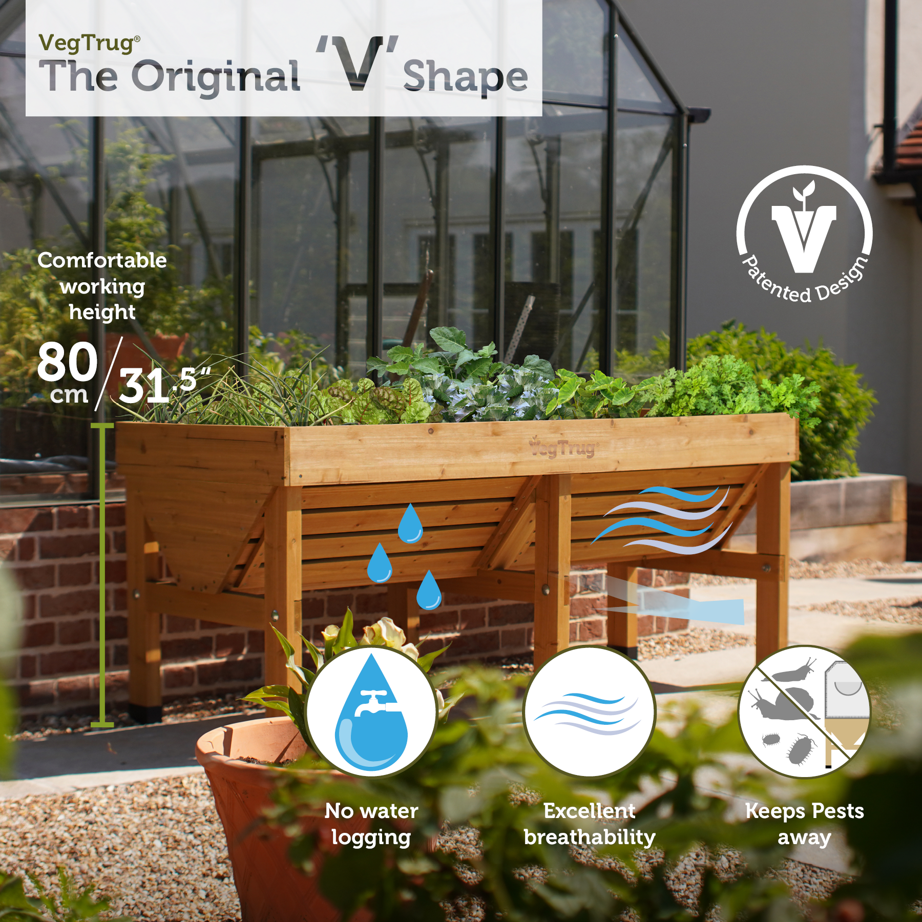 VegTrug Classic Raised Bed Cedar Wood Planter, Natural, Medium 1.8m