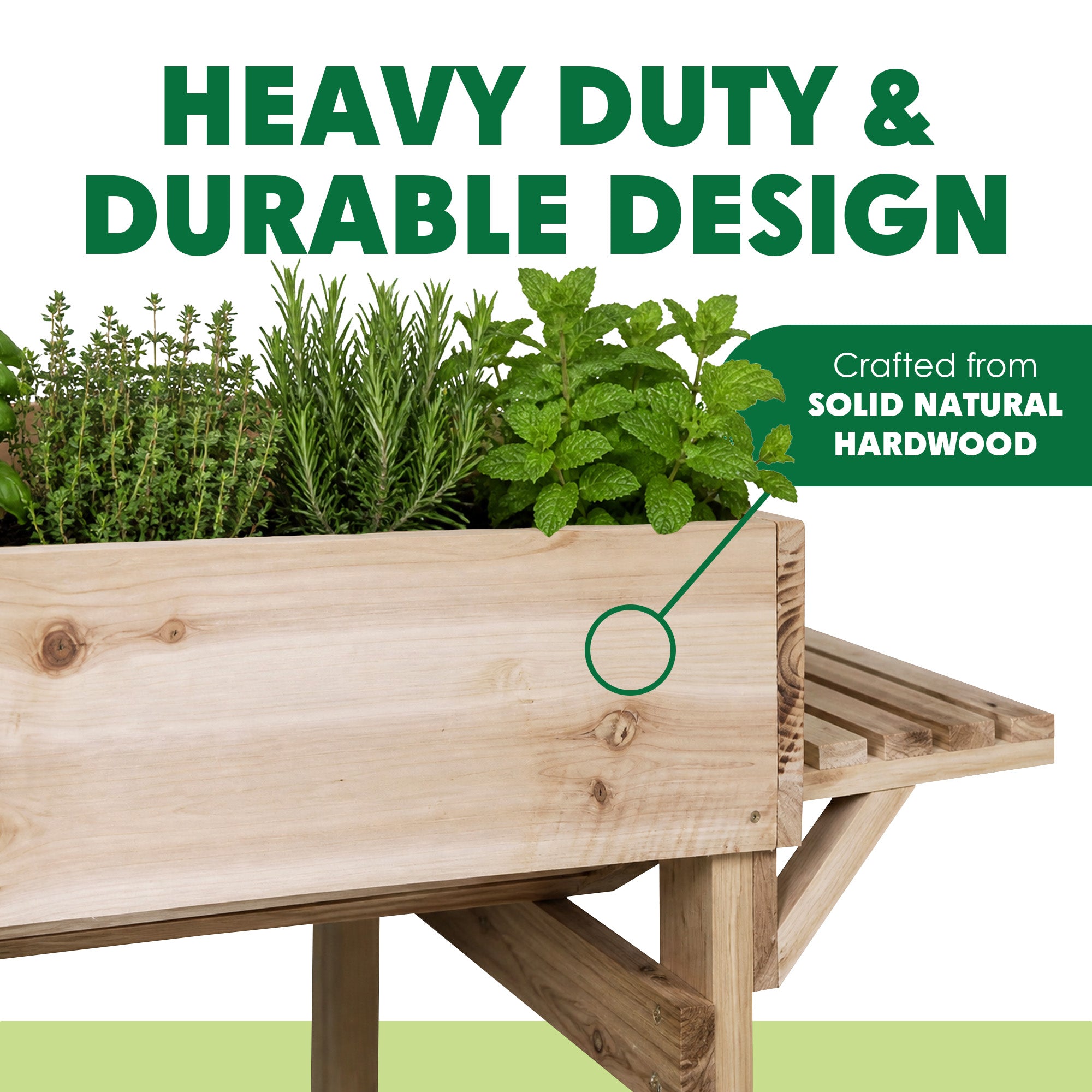 Master Gardner Wooden Elevated Heavy-Duty Raised Garden Bed Planter Box, 48" x 36"
