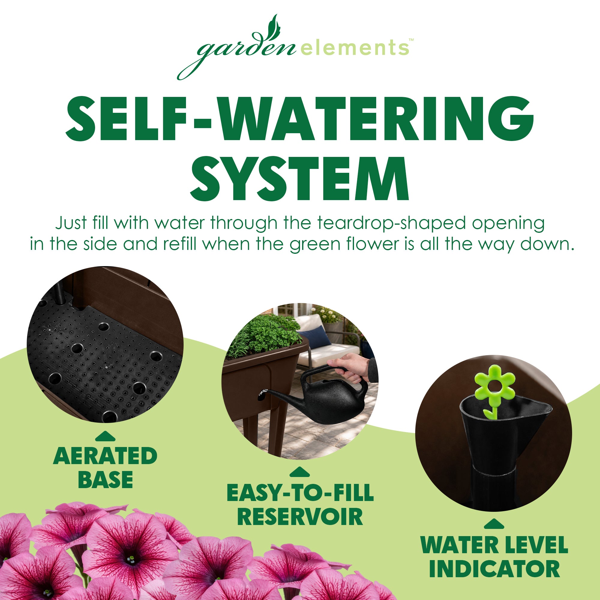 Garden Elements Elevated Self-Watering Garden Bed with Ventilated Grow Dome, Brown, 29.5in x 15in