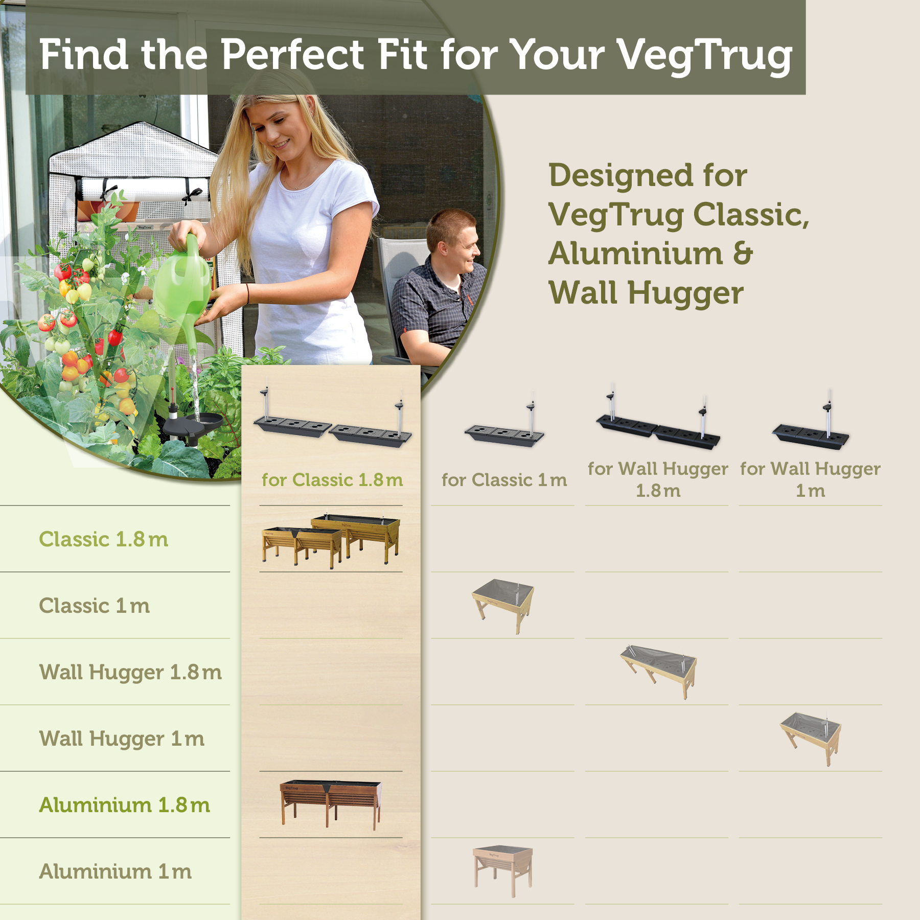 VegTrug  Self Watering Kit for Classic Medium 1.8m Raised Bed, Black