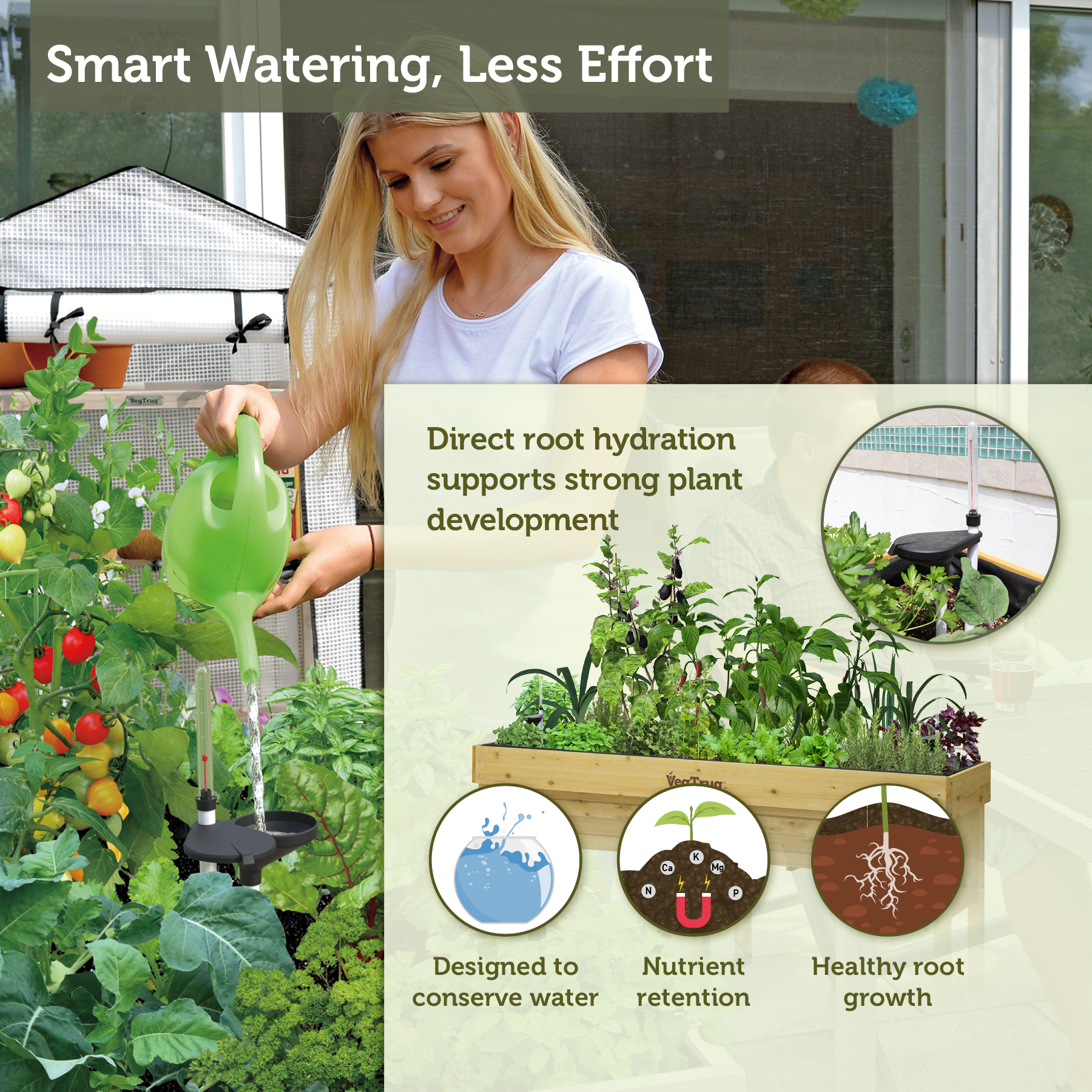 VegTrug  Self Watering Kit for Wall Hugger Medium 1.8m Raised Bed, Black
