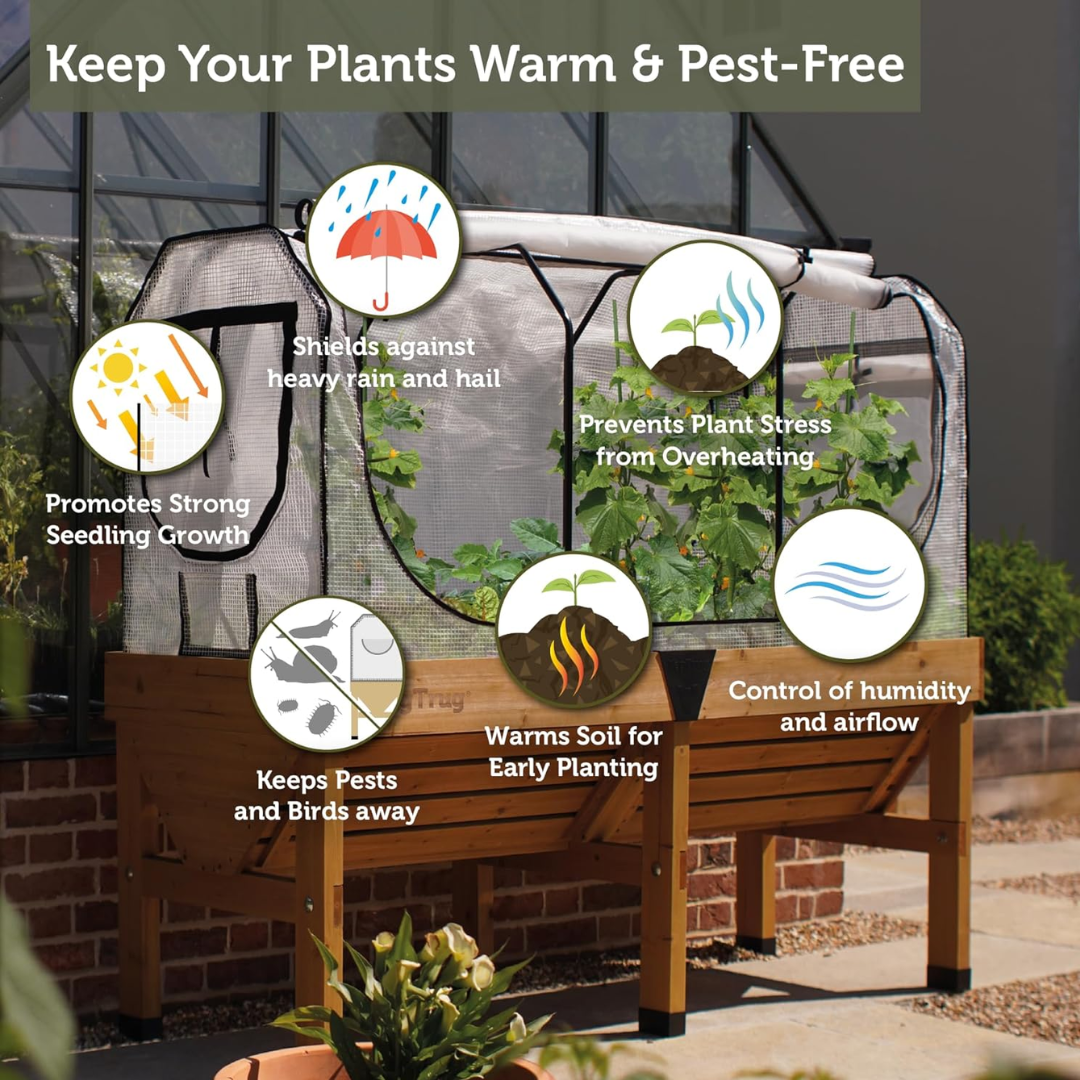 VegTrug Greenhouse Frame & Multi-Cover Set for Classic Medium 1.8m Raised Bed, White 