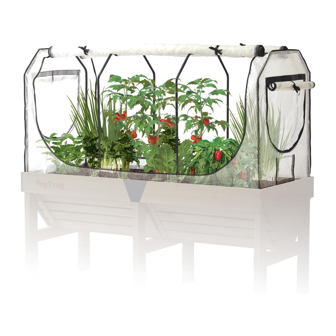 VegTrug Greenhouse Frame & Multi-Cover Set for Classic Medium 1.8m Raised Bed, White 