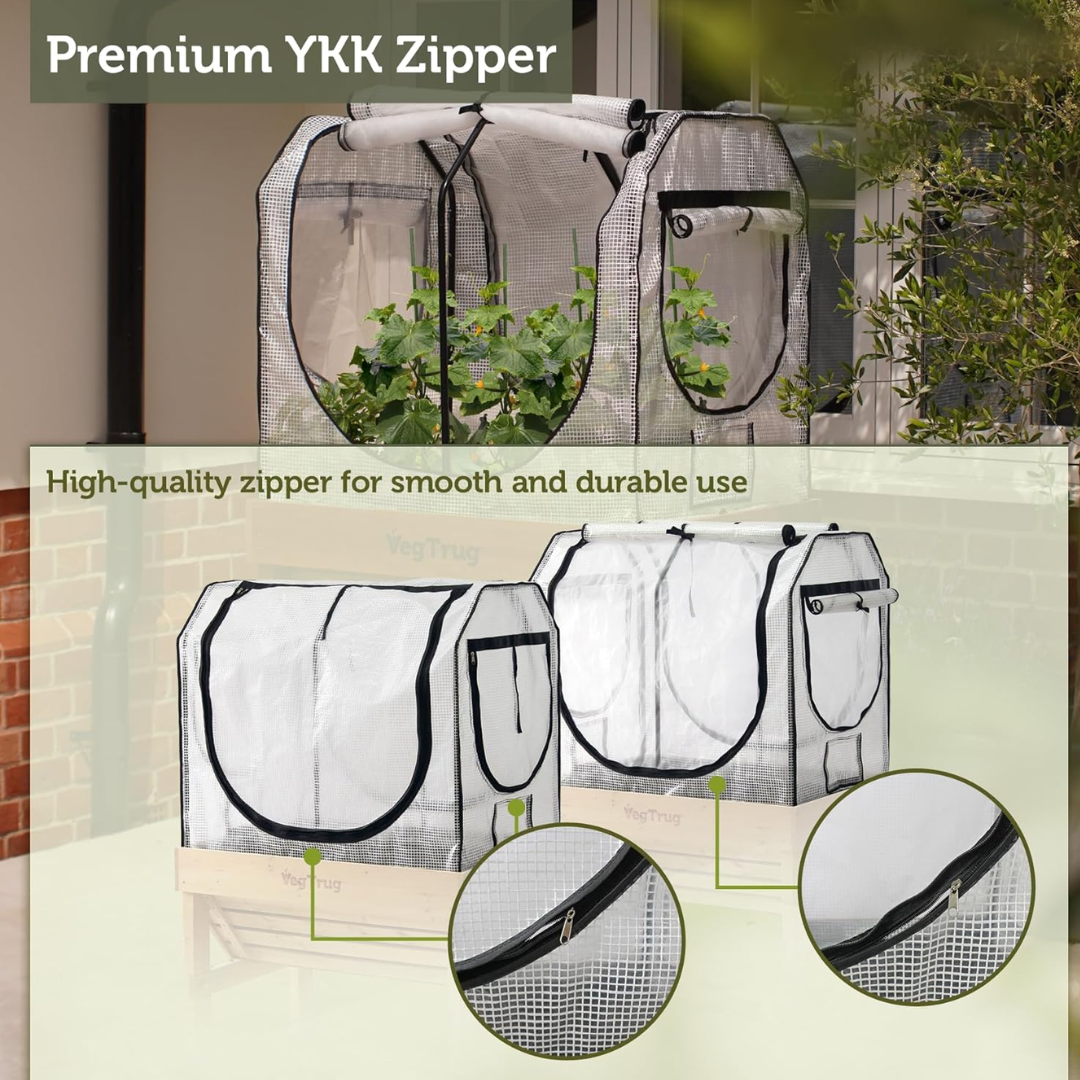 VegTrug Greenhouse Frame & Multi-Cover Set for Classic Small 1m Raised Bed, White 