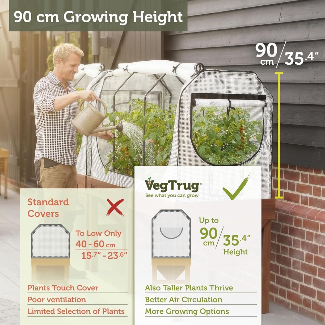 VegTrug Greenhouse Frame & Multi-Cover Set for Classic Small 1m Raised Bed, White 