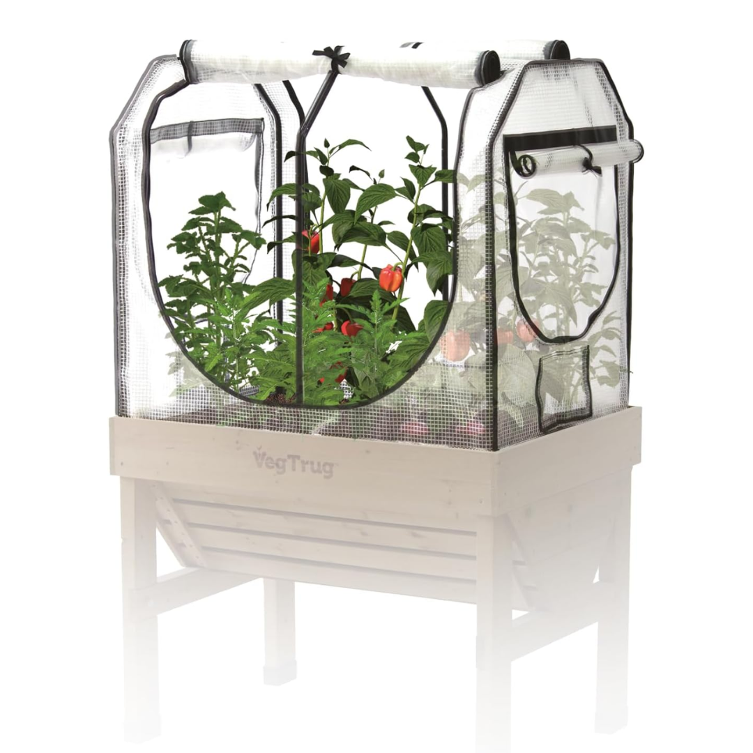 VegTrug Greenhouse Frame & Multi-Cover Set for Classic Small 1m Raised Bed, White 
